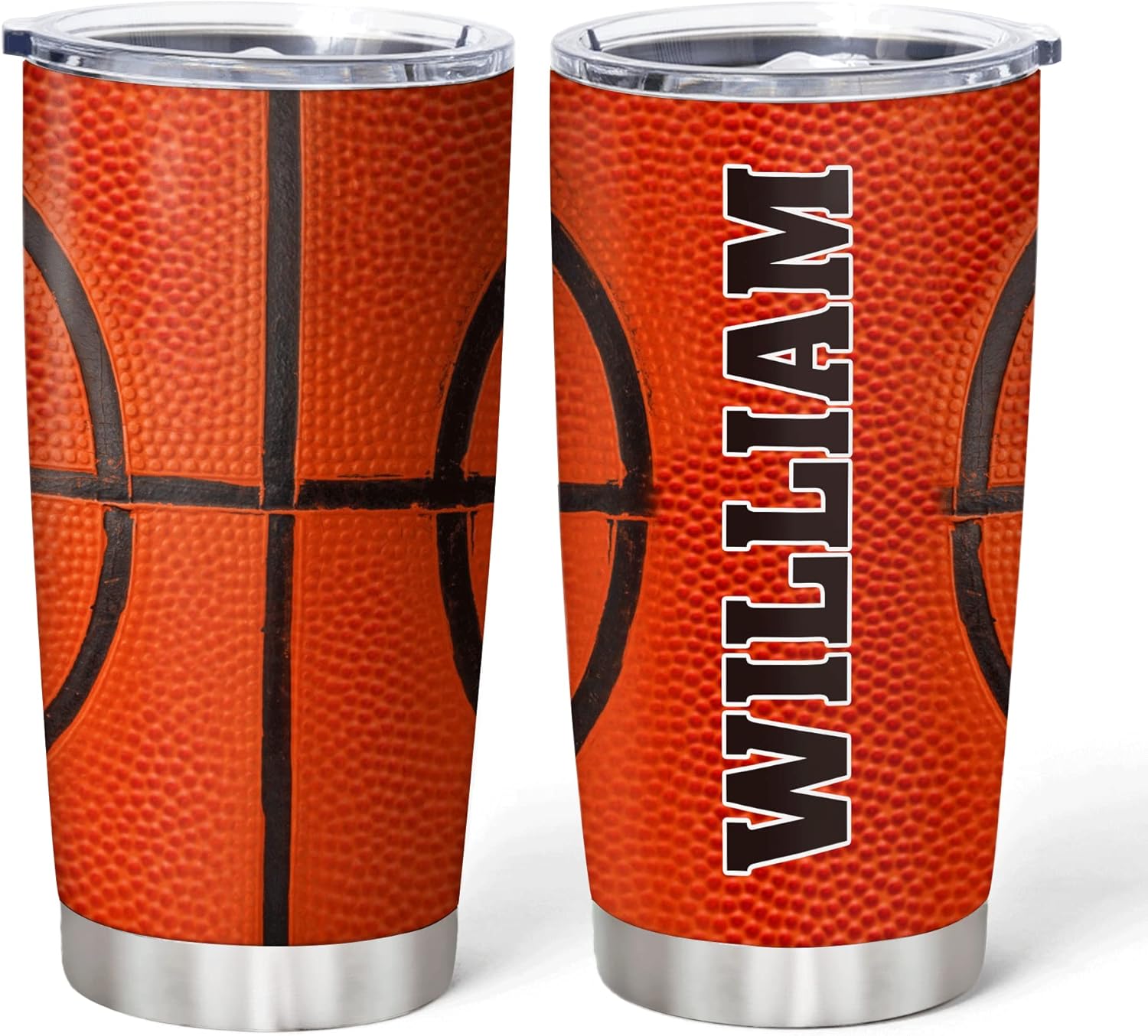 Hyturtle Vaso de baloncesto personalizado  Vaso de baloncesto de acero inoxidable con nombre personalizado, 20 onzas con tapa con pajilla, regalos