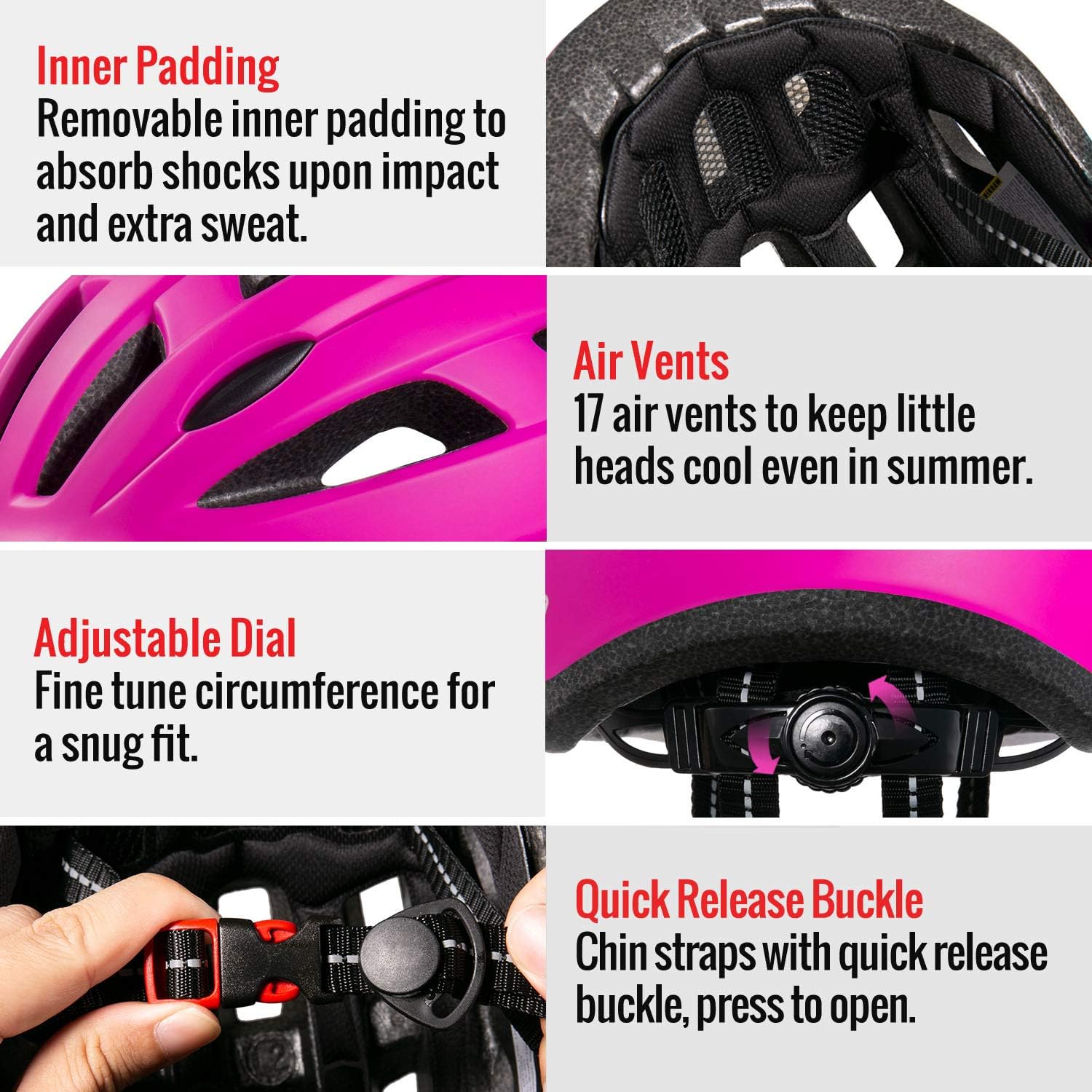 TurboSke Casco de bicicleta para niños, casco ajustable de tamaño monopatín