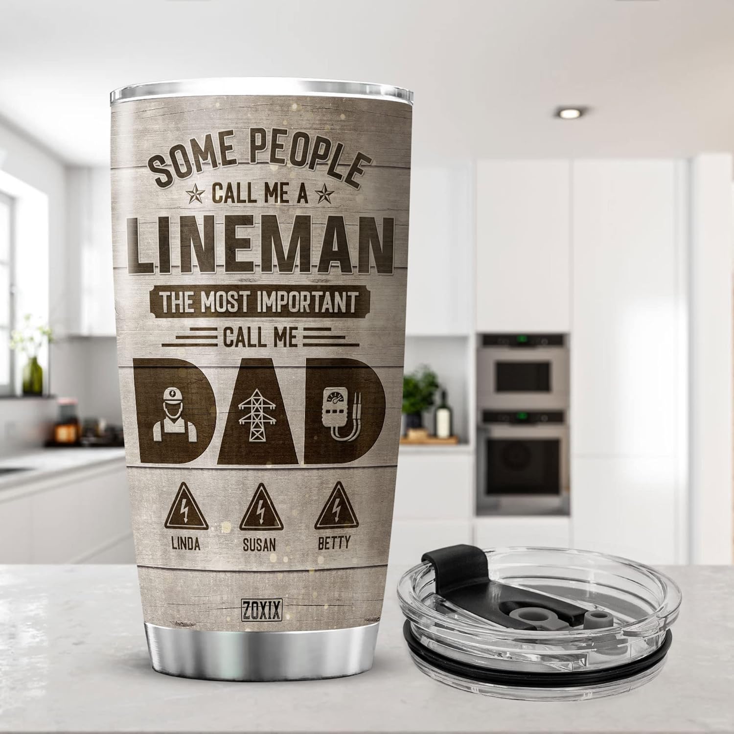 ZOXIX Vaso de café con texto en inglés Some People Call Me A Lineman para papá, taza personalizada con imagen y línea de texto, regalo para el