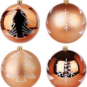 Esferas de adorno de Navidad, bolas de pintura extra grandes, juego de 4 pulgadas para colgar en el árbol (bronce) Esferas de adorno de Navidad, bolas de pintura extra grandes, juego de 4 pulgadas para colgar en el árbol (bronce)