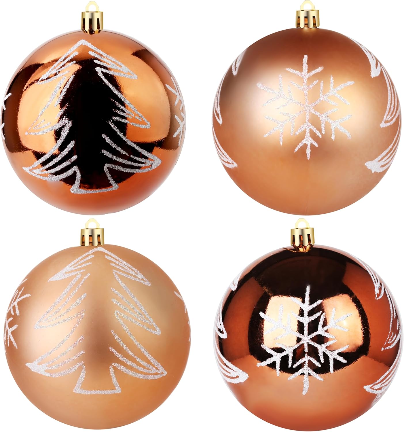 Esferas de adorno de Navidad, bolas de pintura extra grandes, juego de 4 pulgadas para colgar en el árbol (bronce)