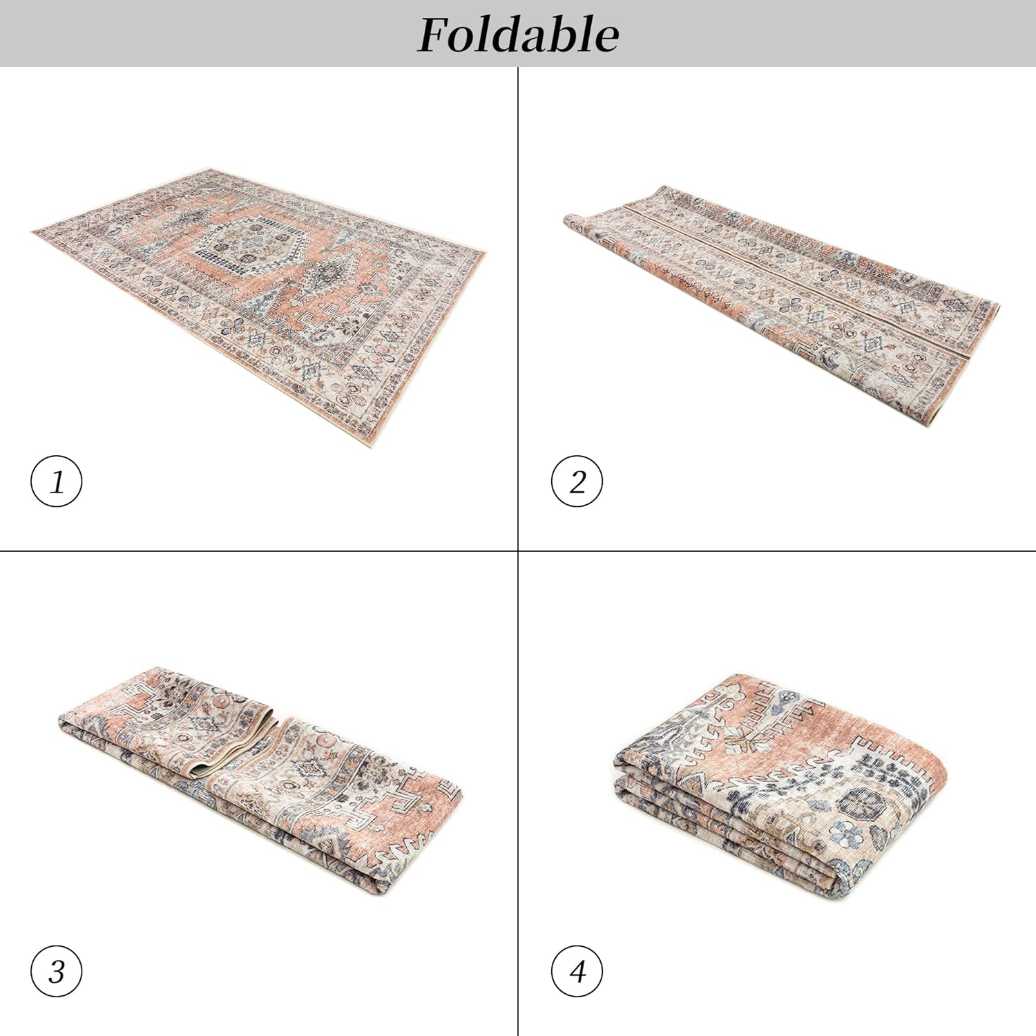 Valenrug Alfombra lavable de 2 pies 6 x 10 pies, ultrafina, resistente a las manchas, colección antigua, alfombra de área para sala de estar,