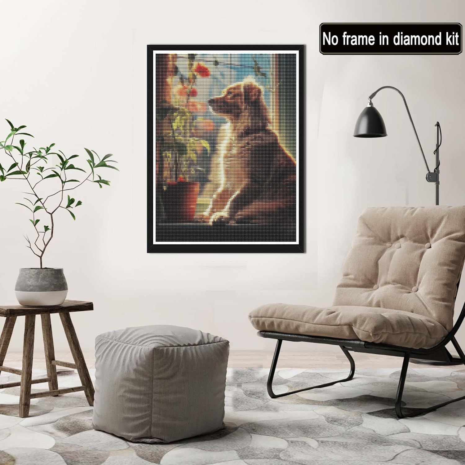 Rovepic – Kit de pintura de diamante 5D redondo para perro, taladro completo, pintura de bricolaje con diamantes, arte de animales, diamantes de