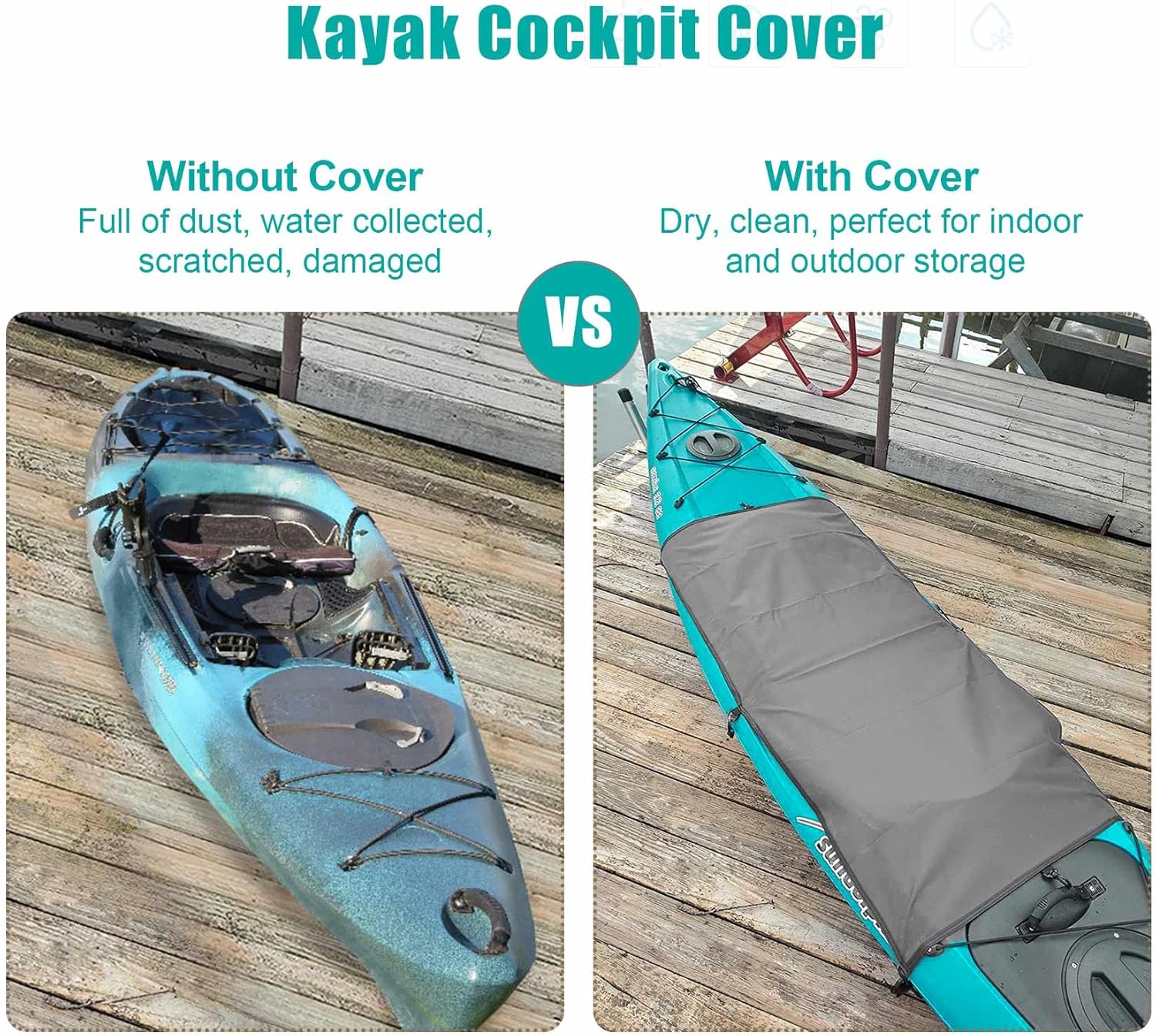 Explore Land Waterproof Kayak Cover – 600D Kayak Drape for Indoor and Outdoor Storage