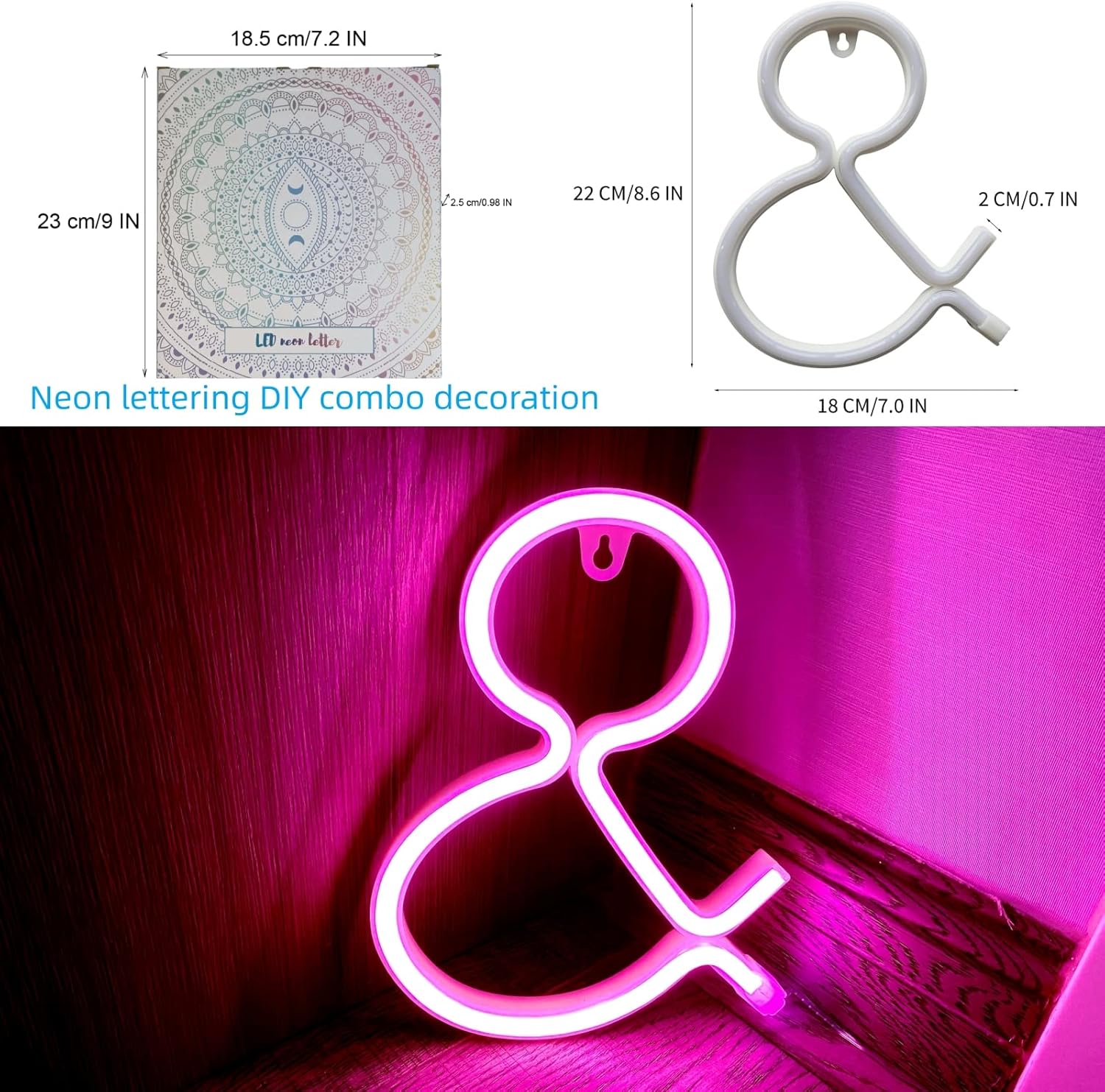 Letreros de letras LED de neón, letreros de marquesina iluminadas, letras LED luminosas alimentadas por USB o baterías, para dormitorio, fiesta de
