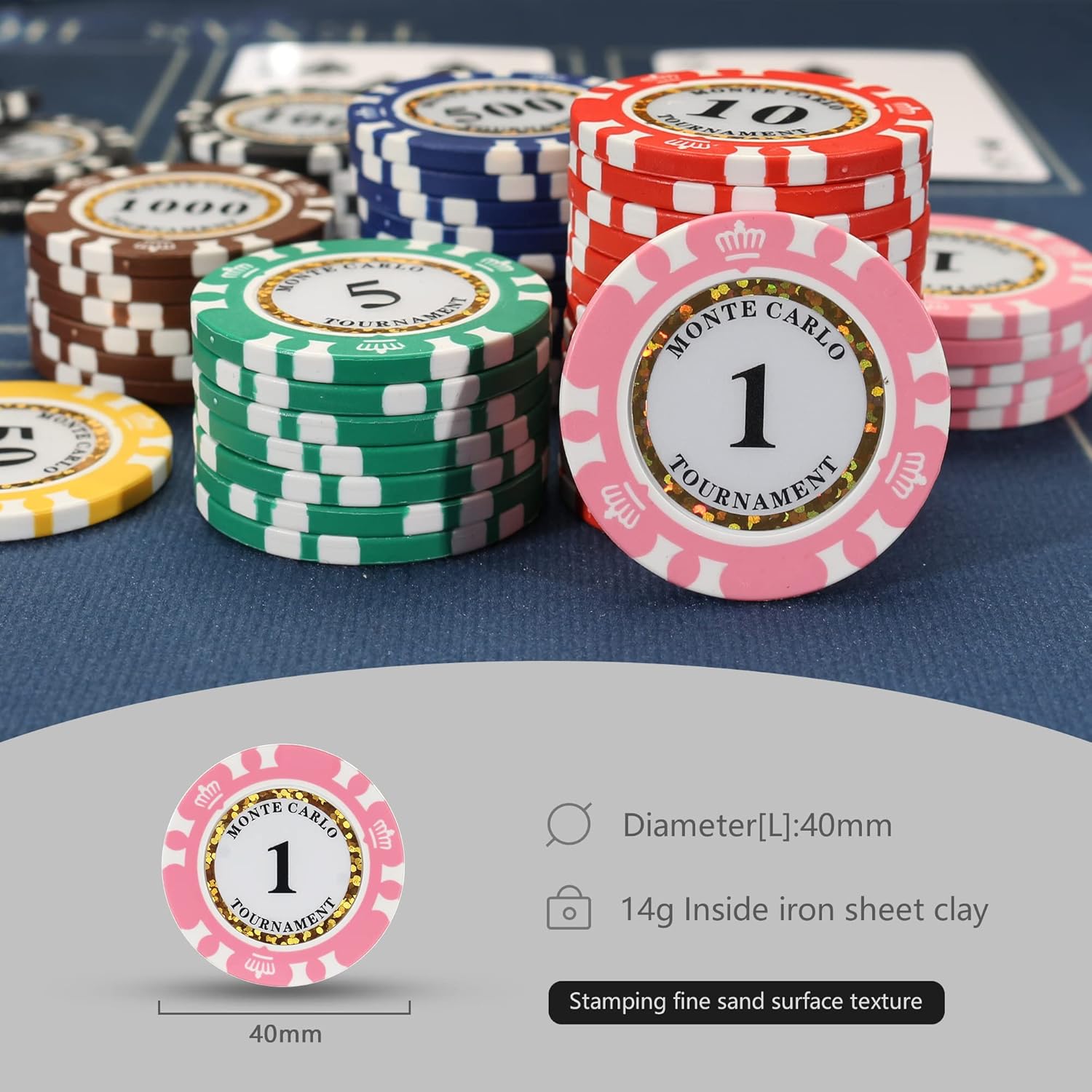 Fichas de póquer numeradas prémium para juego de mesa de cartas, para Texas Hold’em, Blackjack, Club de cartas o juegos de póquer nocturno