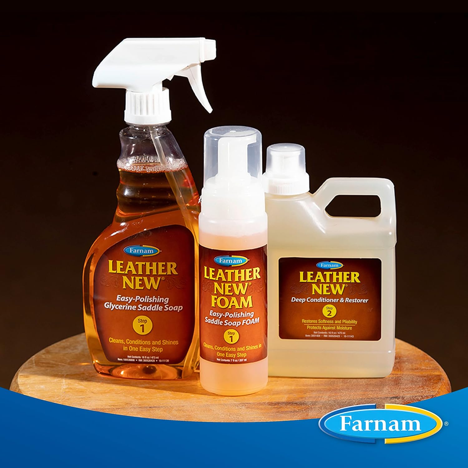 Farnam Leather New Easy Pulishing – Jabón de glicerina y limpiador de sillín de cuero, protege y conserva el cuero, limpia, acondiciona y pule, 32