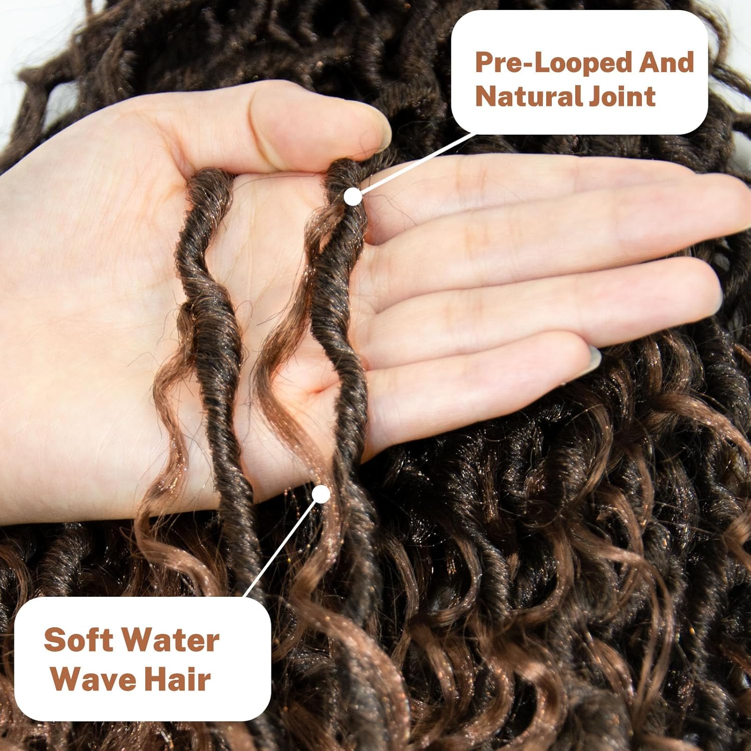 Goddess Locs – Cabello de ganchillo para mujer, 18 pulgadas, rastas río preloopd con extremos rizados, cabello sintético negro, extensiones de