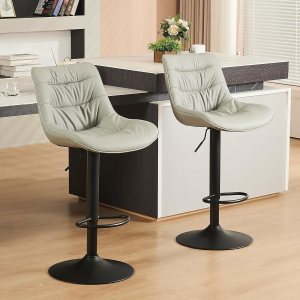 Kidol & Shellder Juego de 2 taburetes de bar para isla de cocina, altura de mostrador, modernos taburetes de bar giratorios de piel sintética, Kidol & Shellder Juego de 2 taburetes de bar para isla de cocina, altura de mostrador, modernos taburetes de bar giratorios de piel sintética,