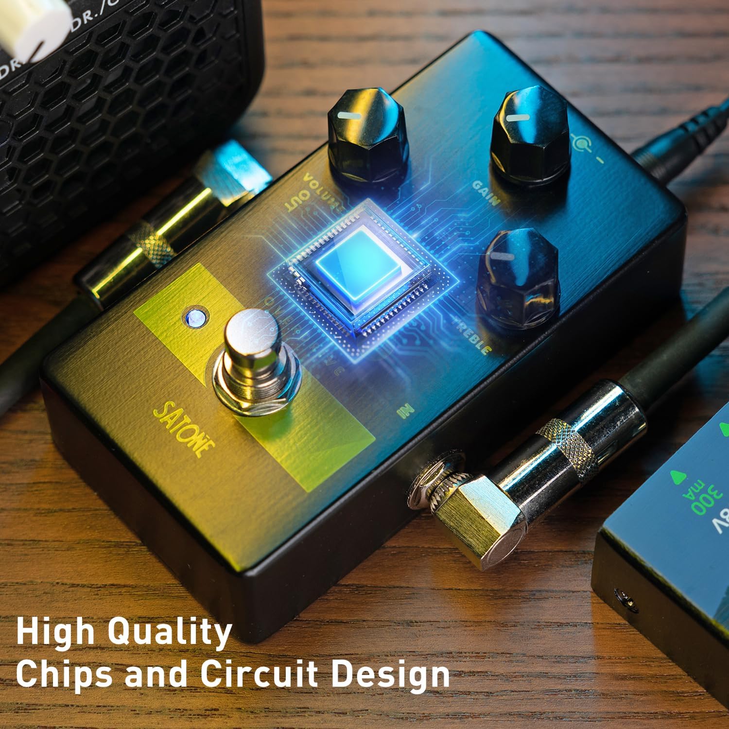 Satone S806 Tubo Overdrive Pedal de efecto de guitarra eléctrica – Pedal de metal acústico preestablecido con efecto de sobremarcha de impulso medio