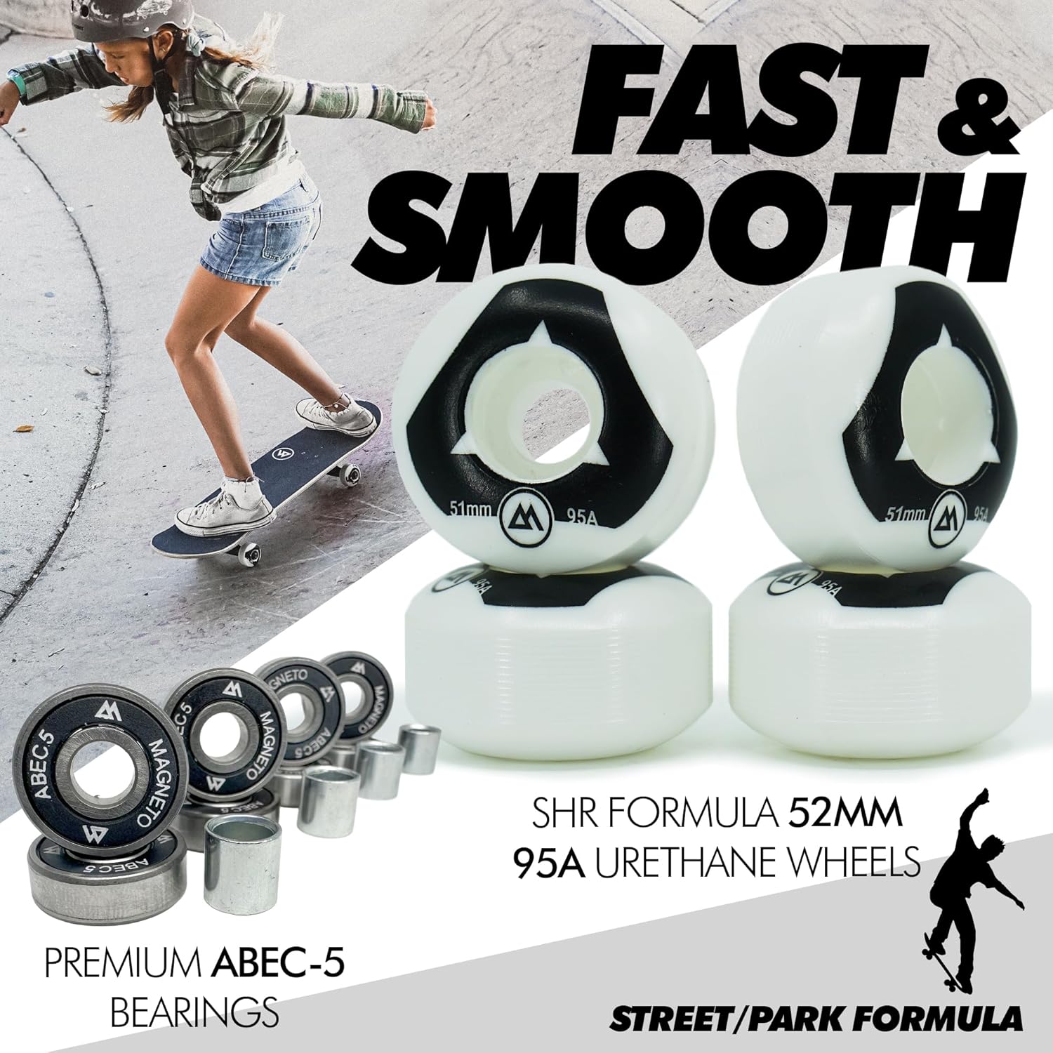 Magneto Patineta completa  Madera de arce  Rodamientos ABEC 5  Tabla cóncava de doble patada  Monopatín para niños  Patinetas para principiantes,