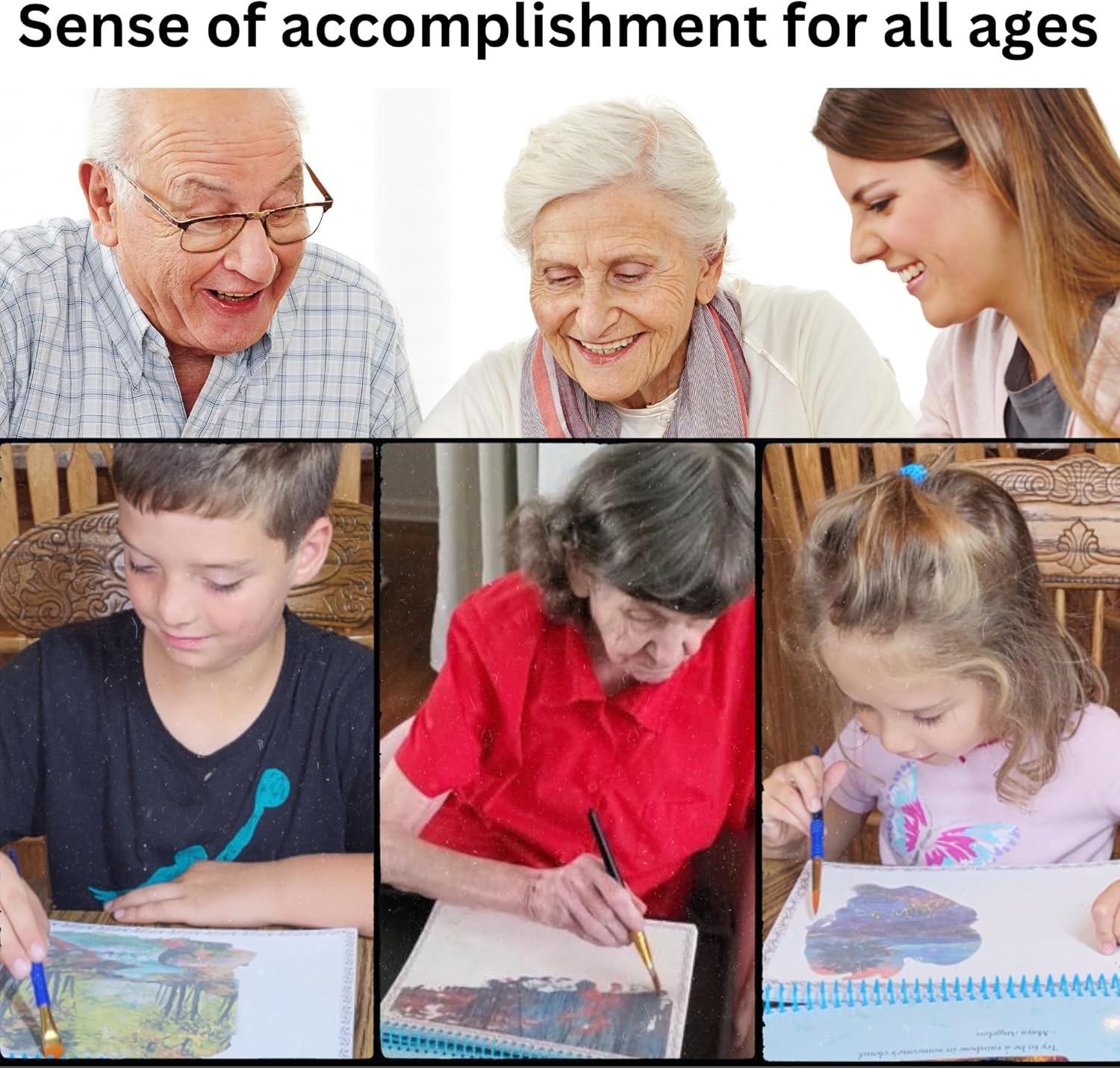 Arte acuático para ancianos, personas mayores, niños, reutilizable, sin ensuciar, organizado en espiral, solo tienes que añadir agua, edición