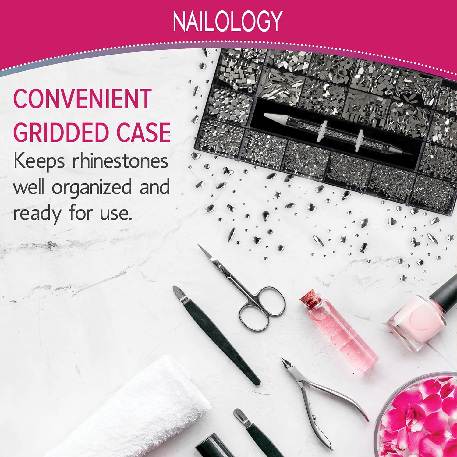 Nail Art – Diamantes de imitación de uñas de Nailology, suministros de arte de uñas, joyas de decoración de uñas para arte de uñas 3D, accesorios de