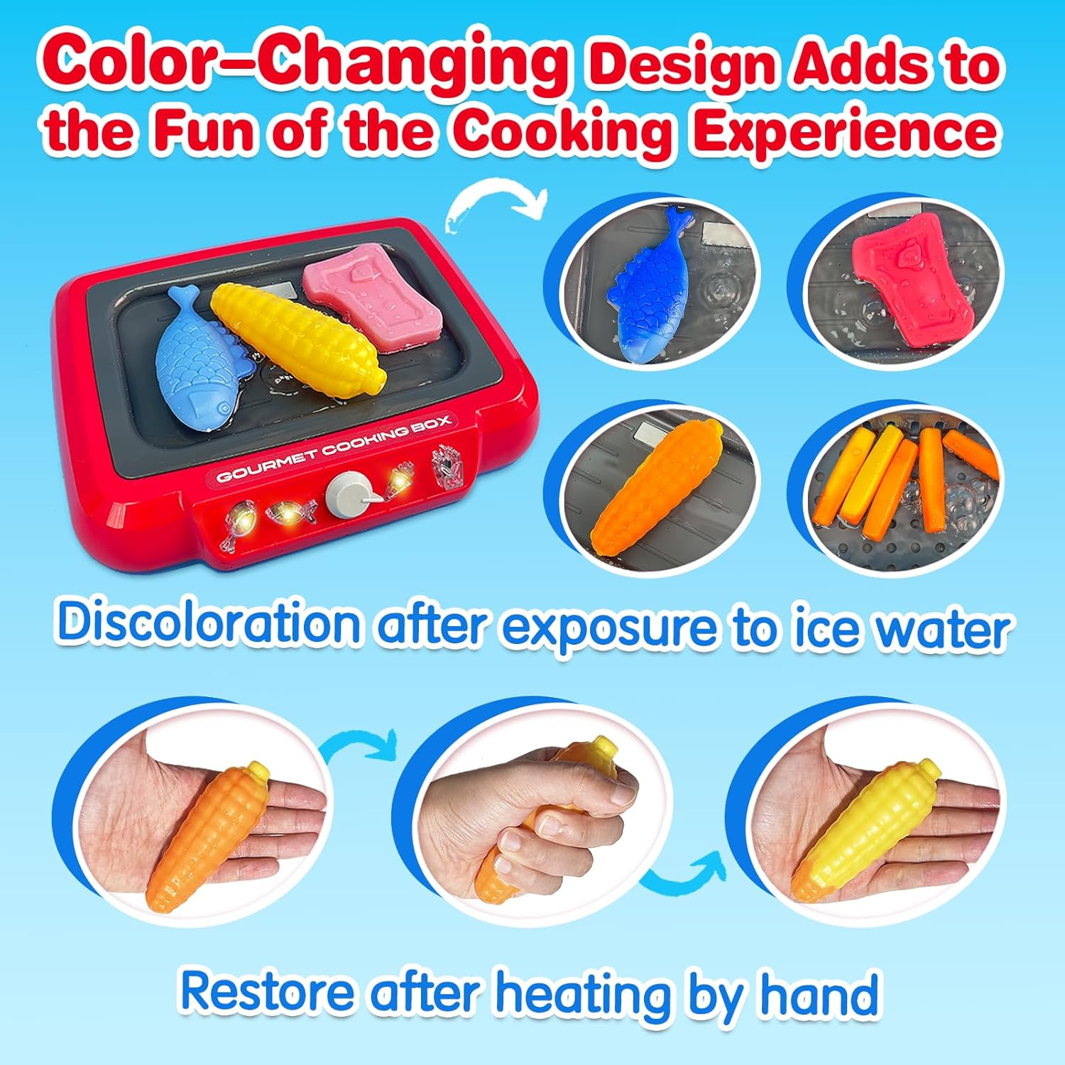 TALGIC Kit de freír mágico y divertido, caja de cocina gourmet, simulador de cocina, juego de cocina para niños, juego de simulación de 20 piezas,