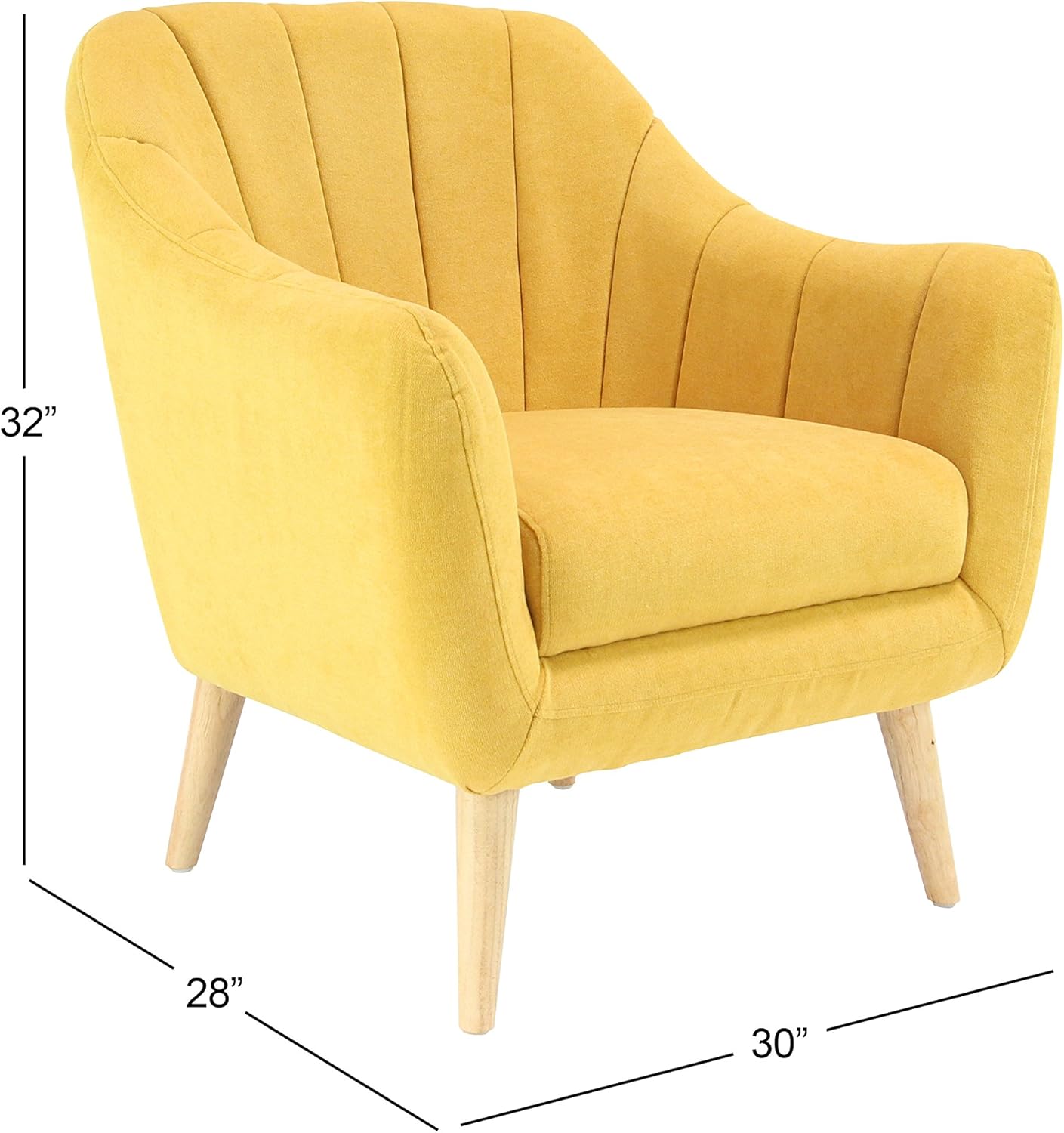 Deco 79 Silla decorativa copetuda de tela, 30 x 28 x 32 pulgadas, amarillo