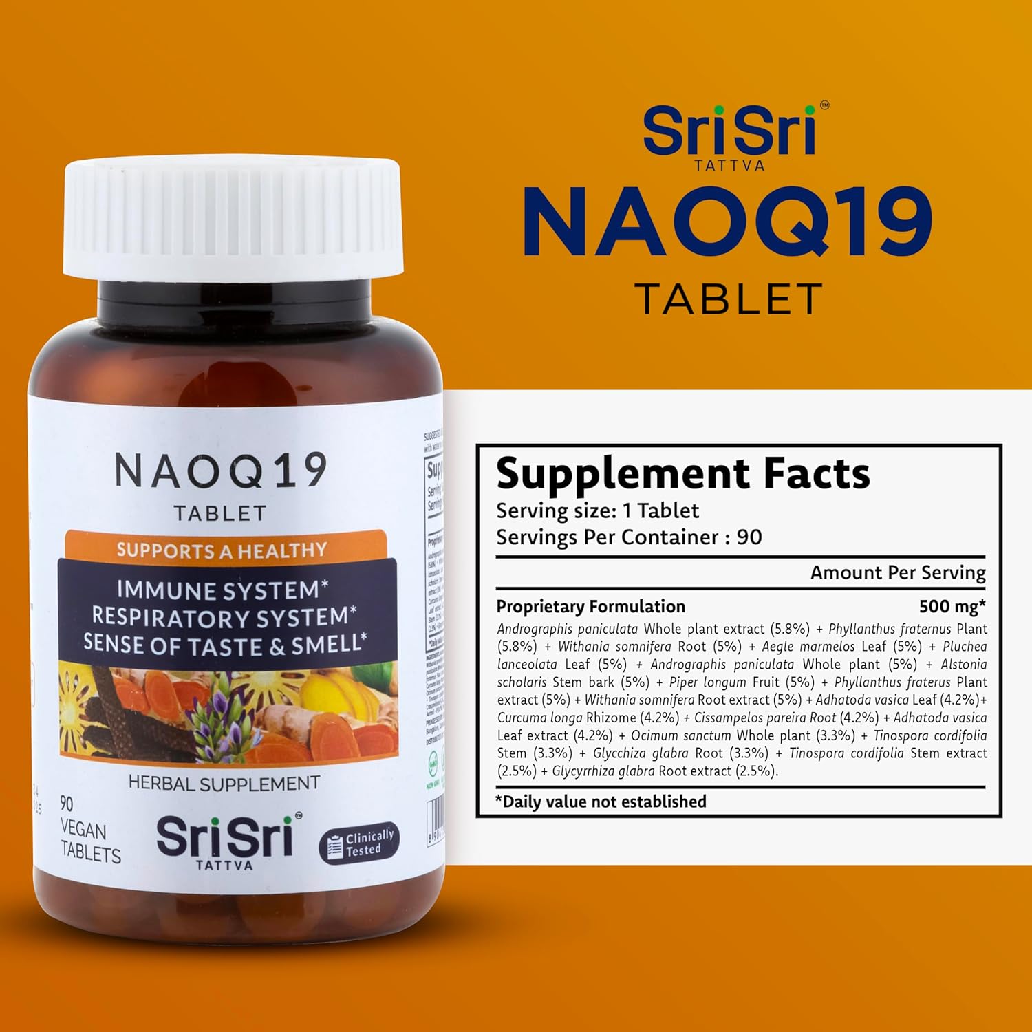 SRI SRI TATTVA Suplemento de inmunidad NAOQ19 con Ashwagandha, regaliz, andrographis, cúrcuma – Suplementos herbales ayurveda para apoyo