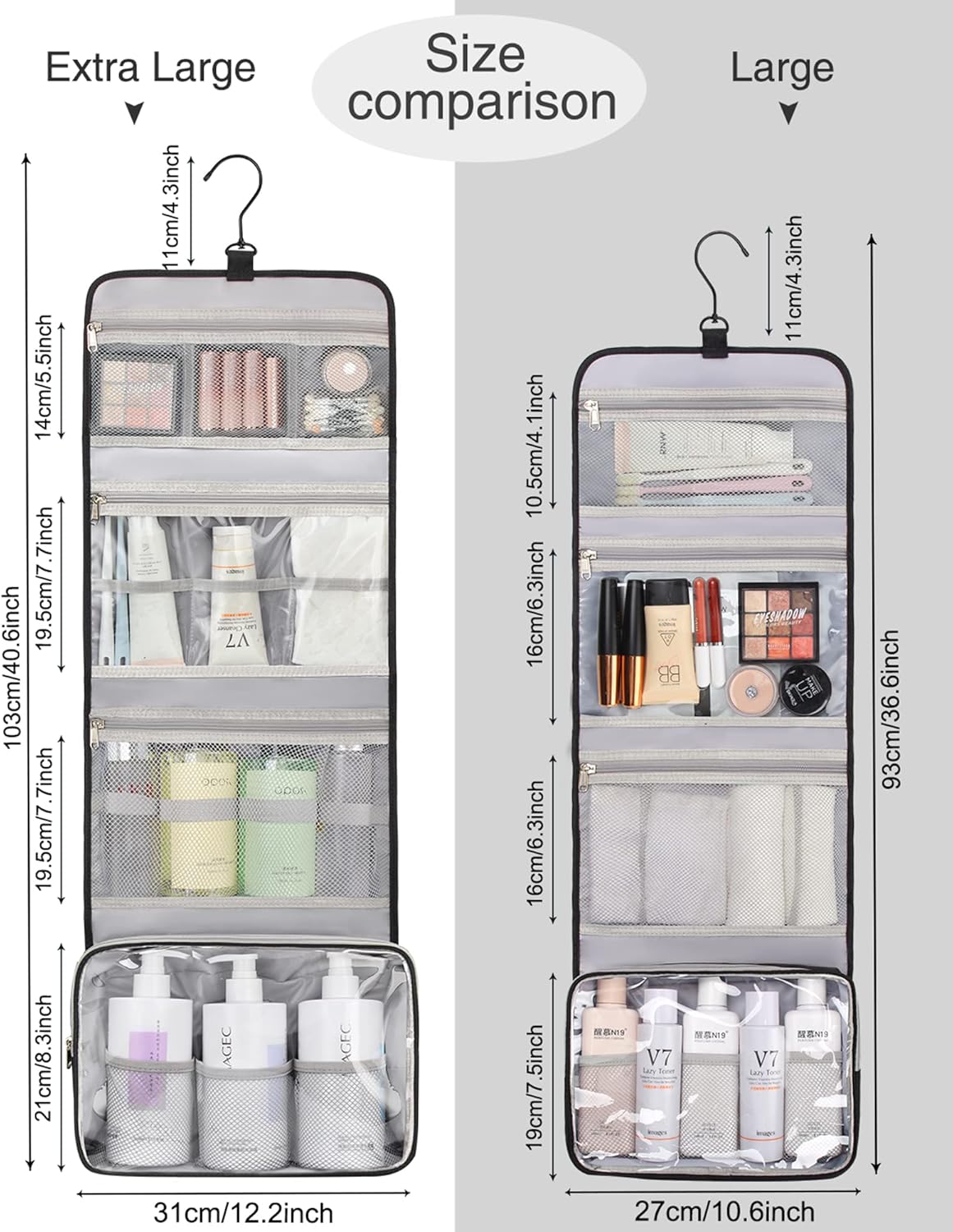 Relavel Neceser colgante para hombres y mujeres para viajar, 02-Negro, Neceser colgante