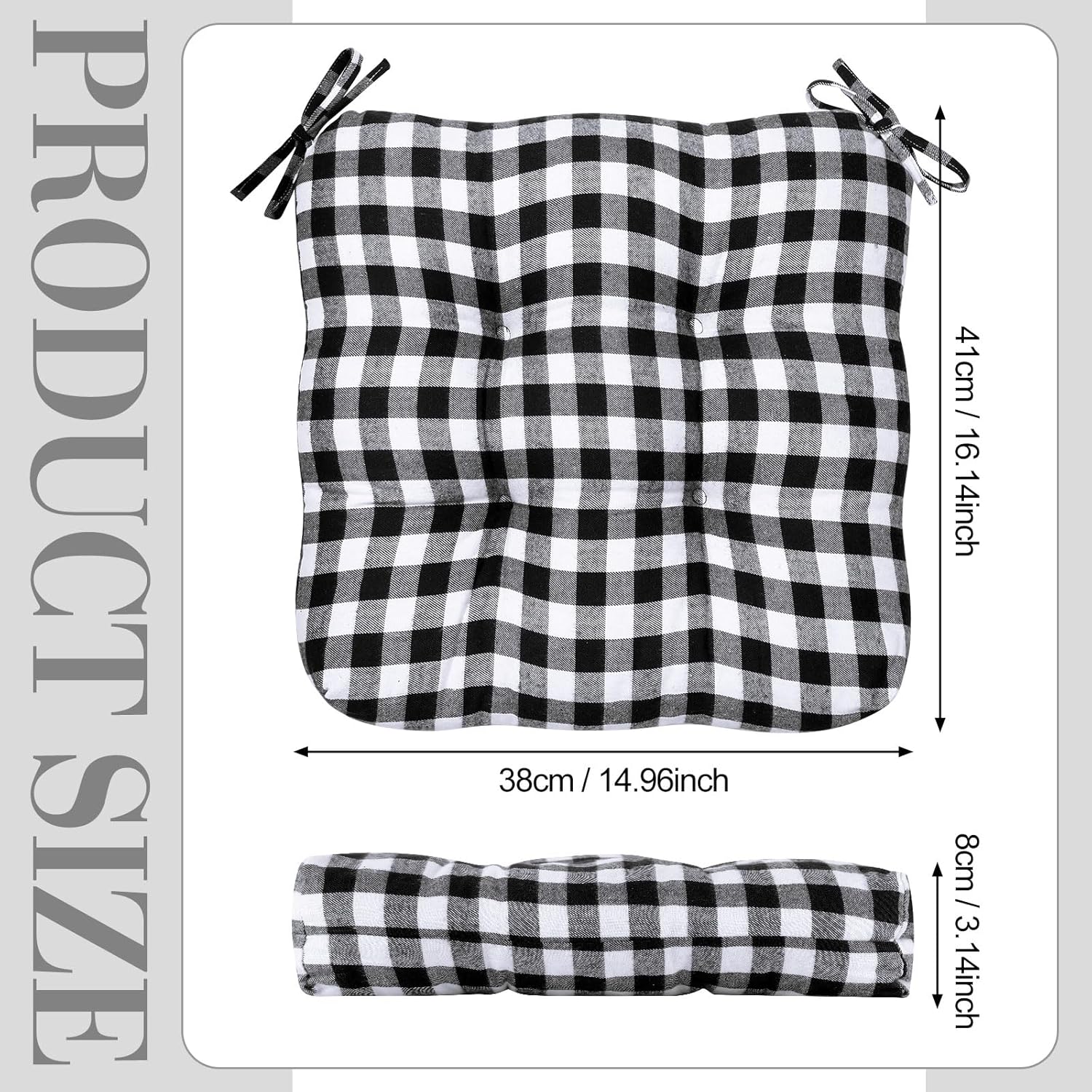 Paquete de 4 cojines para sillas de comedor, cocina, oficina, silla, cojines para silla de cocina con lazos, cojines para sillas de patio al aire