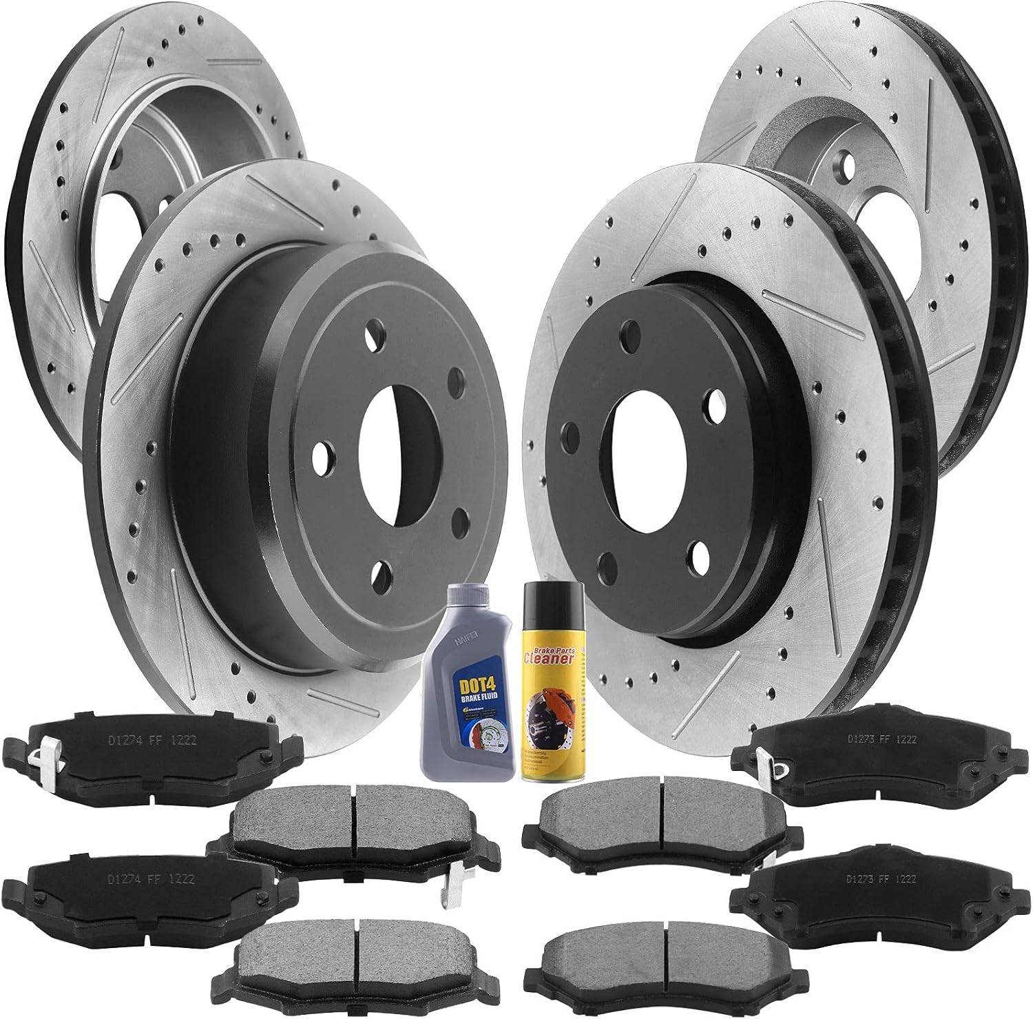 Kit de freno delantero trasero rotores y pastillas de cerámica de repuesto para Jeep Wrangler 2007-2017, Jeep Wrangler Jk 2018 rotor de freno