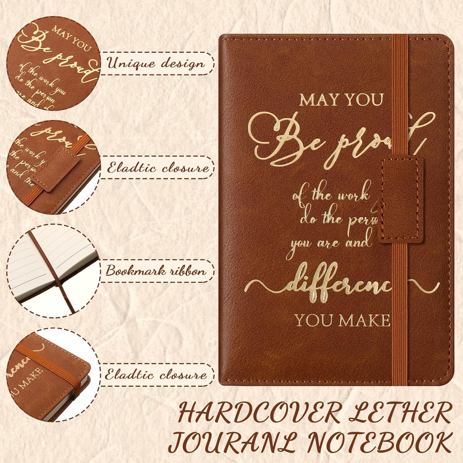Qeeenar 24 piezas de regalos de agradecimiento, diario de cuero A6 a granel con texto en inglés “May You Be Proud of The Work Appreciation para