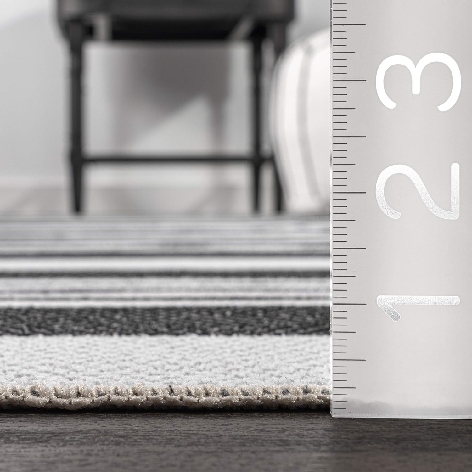 nuLOOM Lena Alfombra de área a rayas lavable a máquina, 5 x 8 pies, gris, rectangular