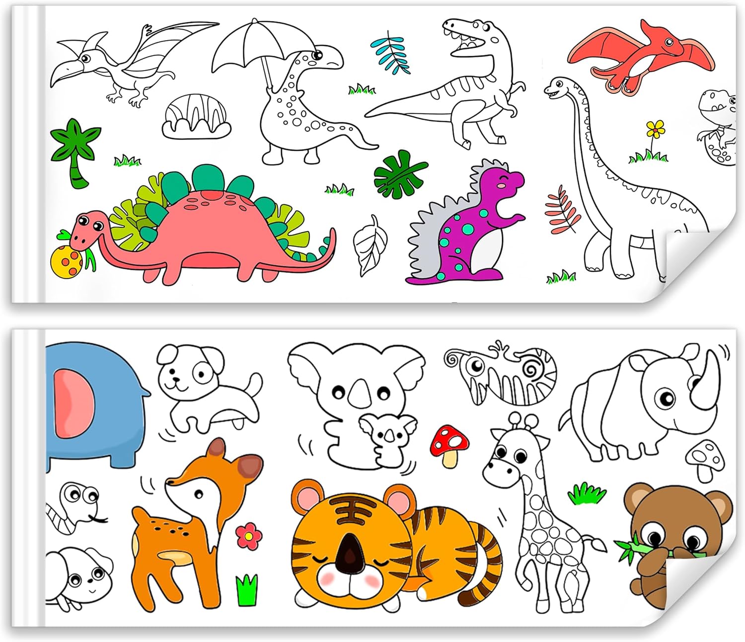 2 rollos de dibujo para niños, rollos de papel adhesivo para colorear con lápiz de color, Doodle Scroll DIY pintura para niños y niñas de 3, 4, 5,