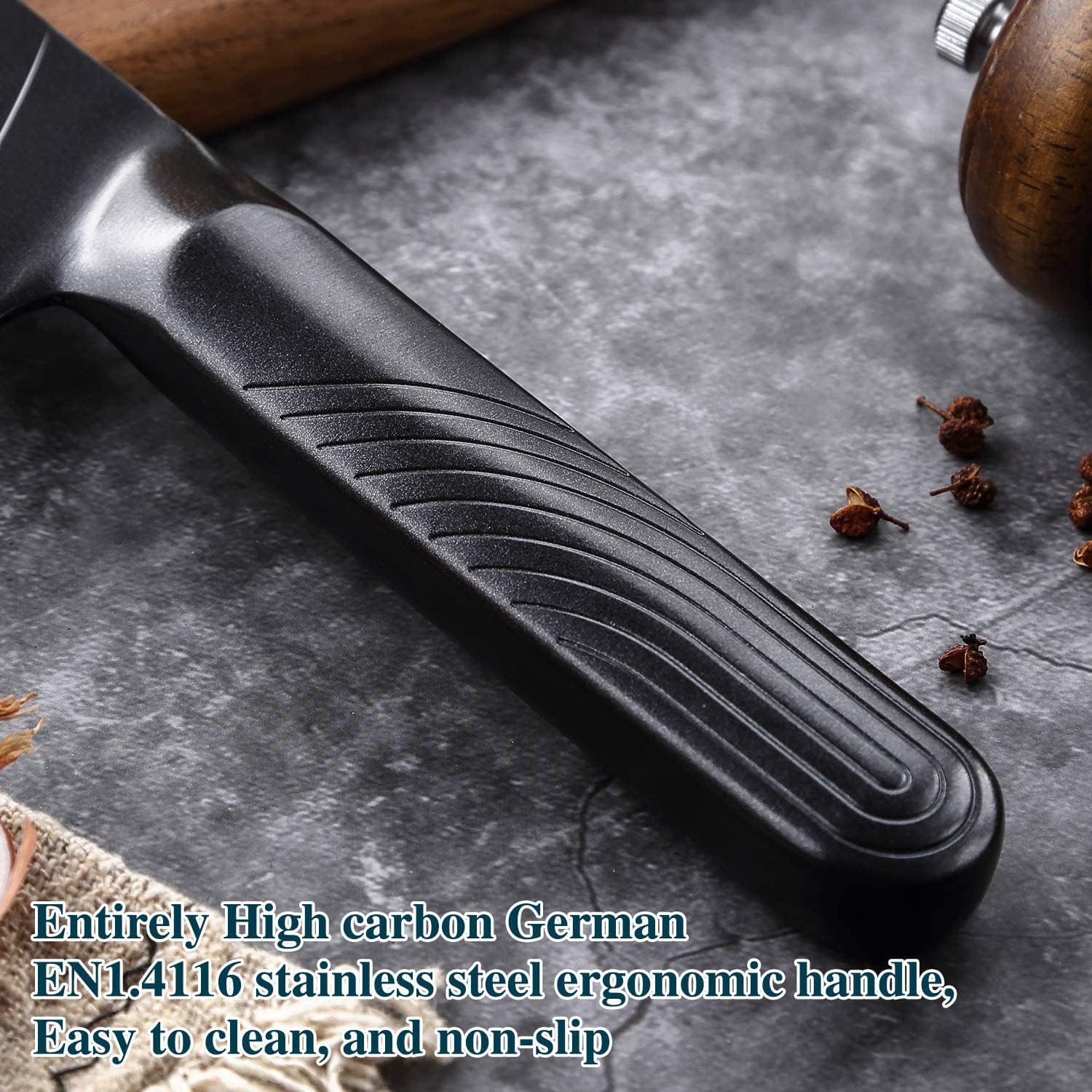 TANSUNG Cuchillo de chef, cuchillo de cocina profesional de 8 pulgadas, cuchillo de cocina de corte ultraafilado con hoja antiadherente de acero