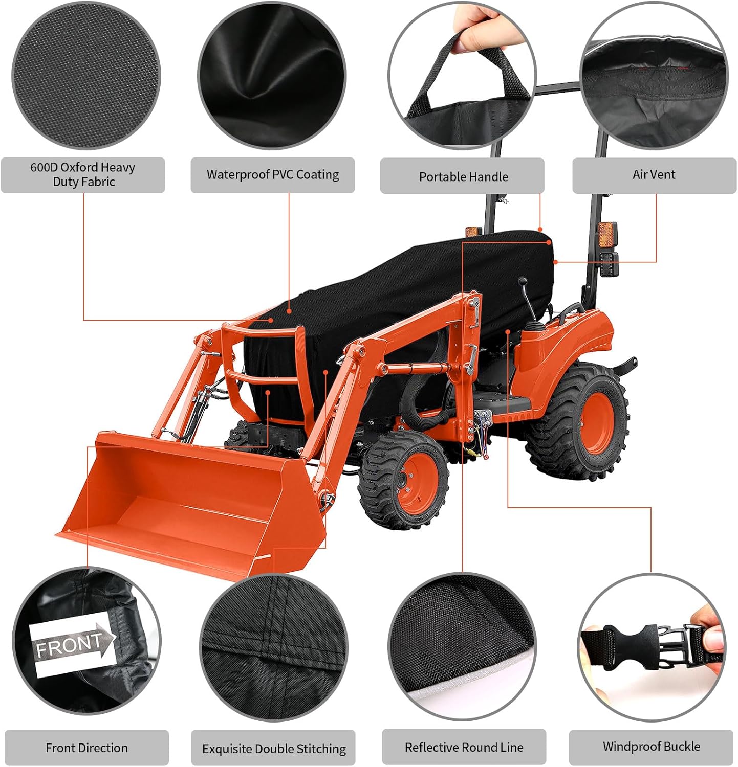 Cubierta de tractor compacta, cubierta de carenado de tractor 600D, protección para todo tipo de clima, accesorios de tractor compatibles con
