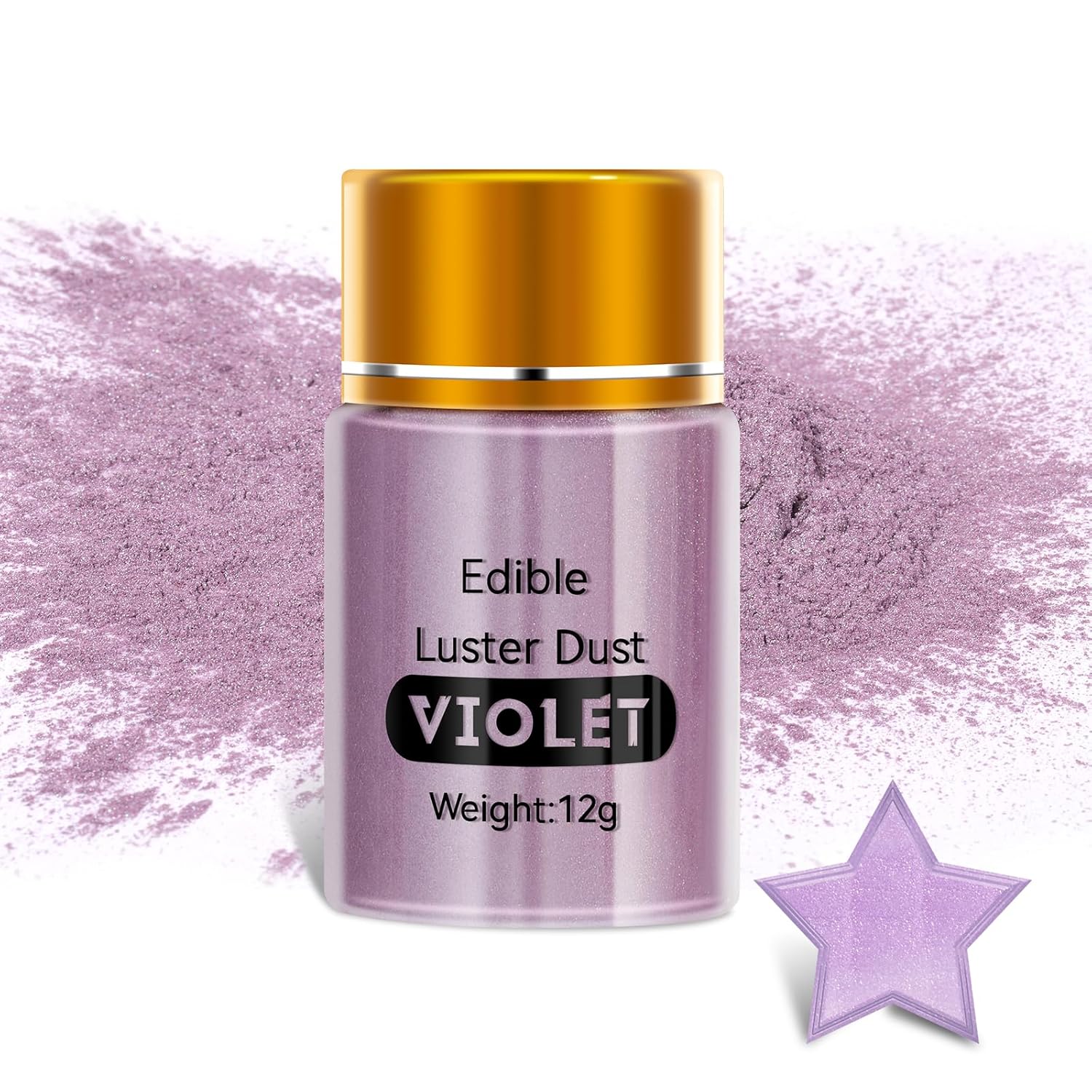 Polvo de brillo comestible, polvo de brillo violeta, 0.44 oz (12 g) de grado alimenticio, brillo metálico, purpurina comestible para postres