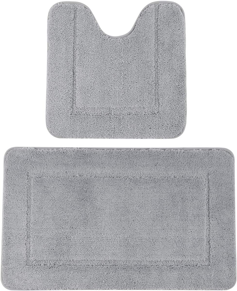 Pauwer Juego de 2 alfombras de baño antideslizantes para baño, alfombras de baño de microfibra absorbente, lavable a máquina, alfombra de baño con