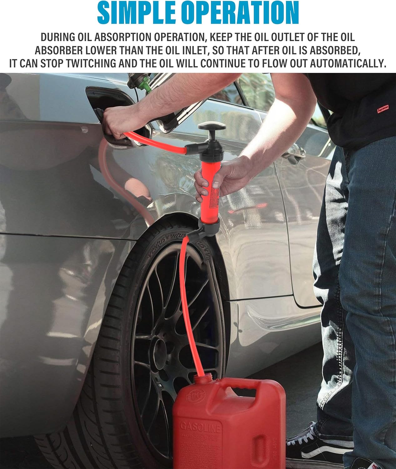 Bomba de transferencia multiuso,Bomba de sifón,Accesorios de coche Bomba de sifón para gasolina,Bomba de transferencia de gasolina de sifón de gas