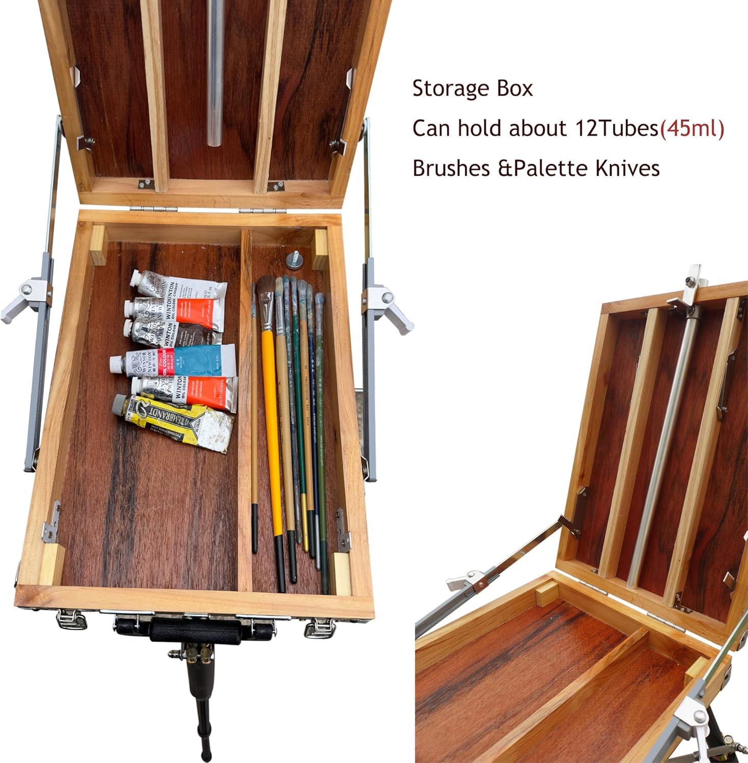 Caja de pochada para caballete de pintura al aire libre, trípode de viaje compacto de aluminio, 11.5 pulgadas de profundidad x 15.8 pulgadas de