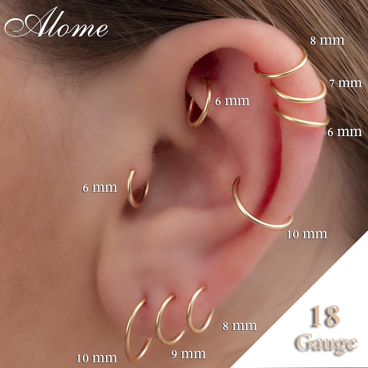Set Of Two Gold Huggie Hoop Earrings for Women – 14K Gold Filled Lobe Hoop Jewellry, 18G Gold Earrings (Gold, 14mm 18 gauge  1 pair)
