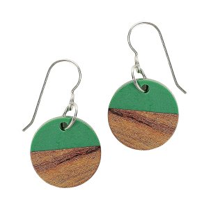 Split Resin and Wood Circle Dangle Drop Earrings  Sterling Silver Bohemian Earrings  Multiple Colors Available (Green) Split Resin and Wood Circle Dangle Drop Earrings  Sterling Silver Bohemian Earrings  Multiple Colors Available (Green)