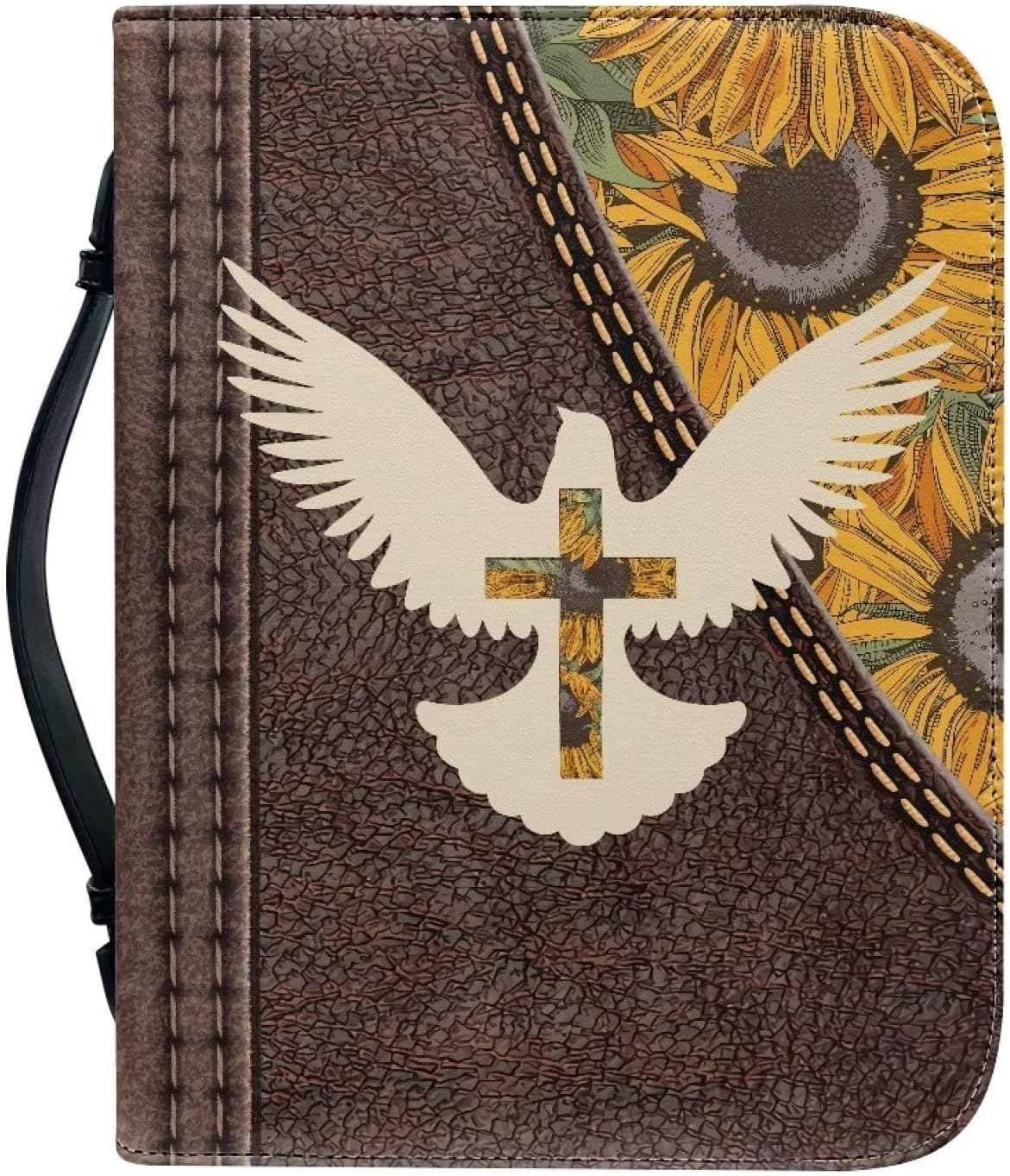 Funda para la Biblia para hombres y mujeres, funda de piel sintética para libros, bolsa de iglesia, protección para la Biblia con asa y cremallera