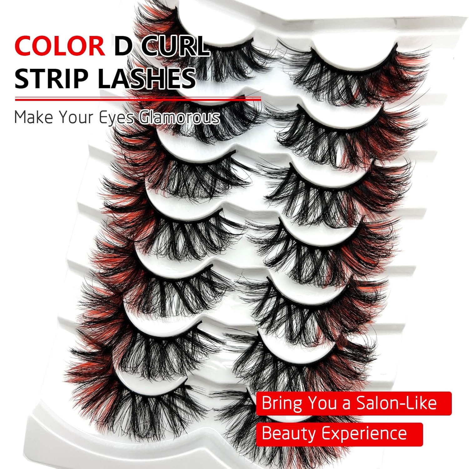 Pestañas de colores visón D Curl Color Rojo Pestañas Tira de 0.787 in3D Mink Pestañas paquete de pestañas postizas Wispy Dramatic Long Colorful