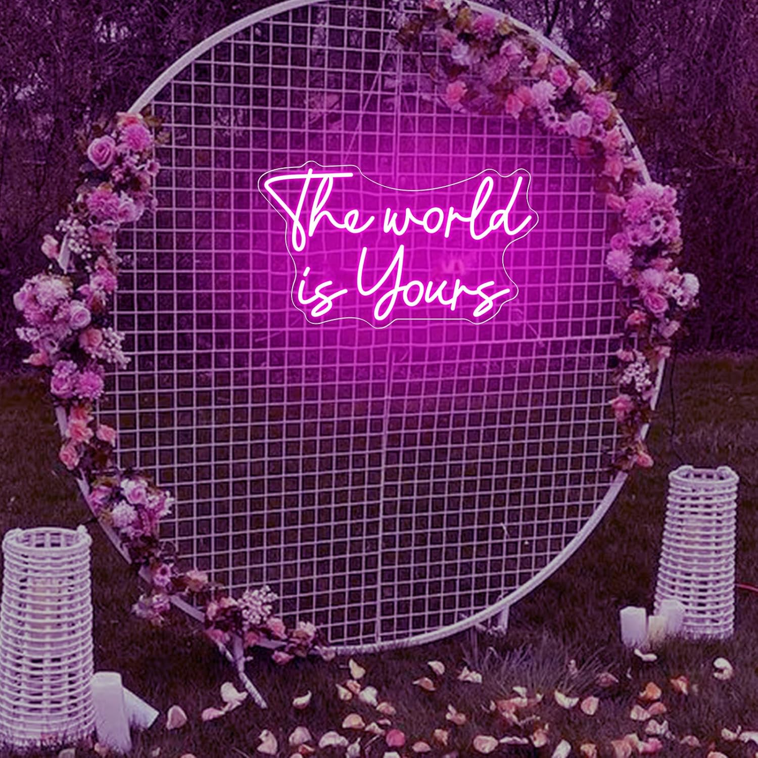 Letreros de neón de The World Is Yours, luz LED de neón rosa para decoración de pared, letrero iluminado para feliz cumpleaños, boda, compromiso,