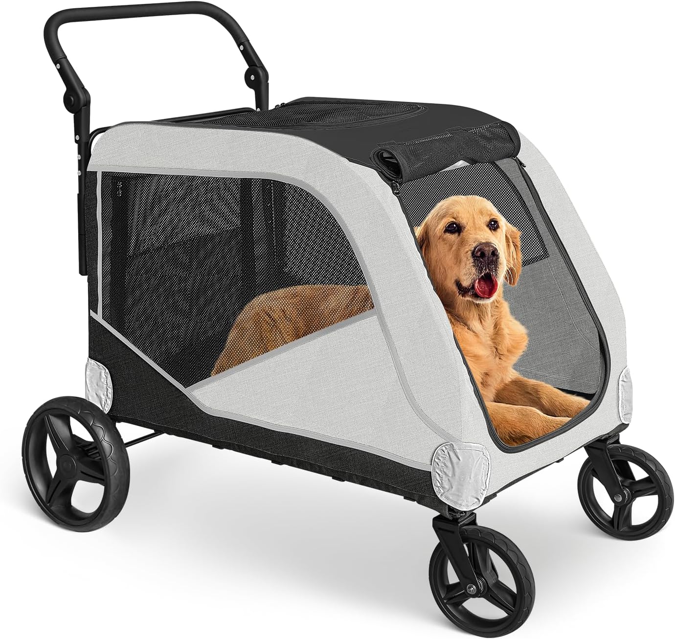 Cochecito de perro extragrande para perros grandes, cochecito para mascotas para perros medianos de 3040-50 libras, carritos para perros con 4