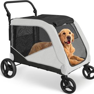 Cochecito de perro extragrande para perros grandes, cochecito para mascotas para perros medianos de 3040-50 libras, carritos para perros con 4 Cochecito de perro extragrande para perros grandes, cochecito para mascotas para perros medianos de 3040-50 libras, carritos para perros con 4