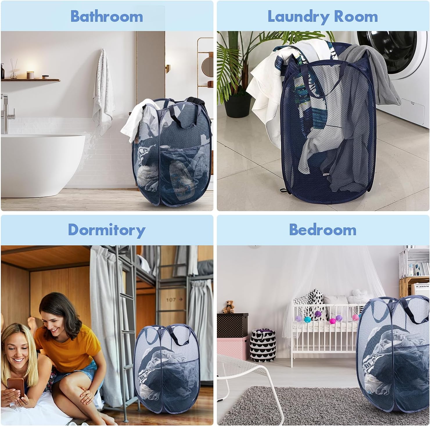 Pop Up Hamper, 1 PCS Mesh Pop Up Laundry Hamper, Premium Pop Up Laundry Basket, Mesh Laundry Basket, Pop Up Hampers for Laundry, Mesh Laundry