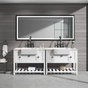 HomSof Espejo de baño LED súper brillante de 88 x 38 pulgadas con luces, espejo de marco de metal, espejo de tocador iluminado para pared, espejo HomSof Espejo de baño LED súper brillante de 88 x 38 pulgadas con luces, espejo de marco de metal, espejo de tocador iluminado para pared, espejo