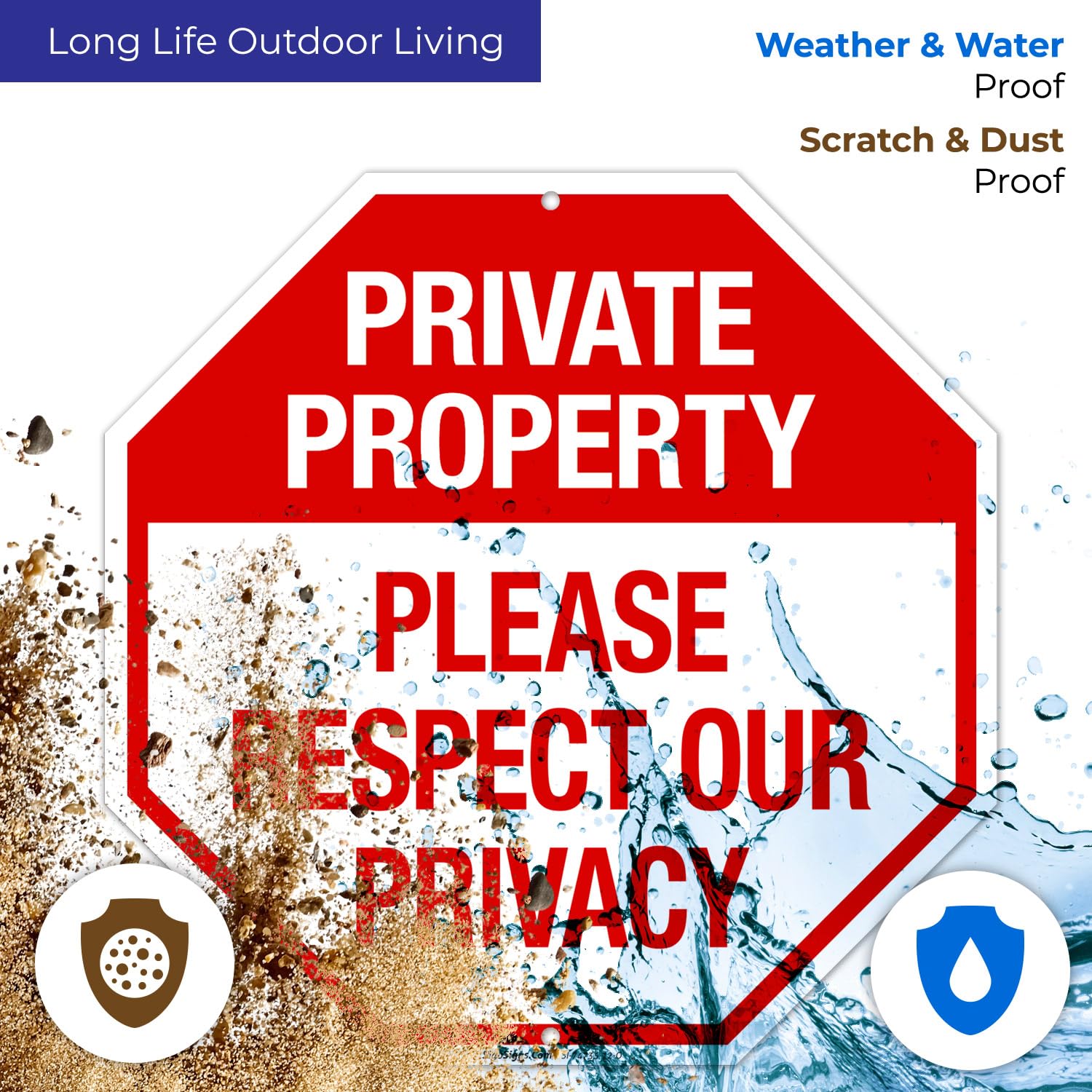 Private Property Please Respect Our Privacy Sign, 12 x 12 pulgadas, libre de óxido, aluminio 040, resistente a la decoloración, fabricado en Estados