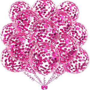 50 globos de confeti de papel de aluminio color rosa intenso, globo de látex de 12 pulgadas con confeti rosa intenso en el interior para cumpleaños, 50 globos de confeti de papel de aluminio color rosa intenso, globo de látex de 12 pulgadas con confeti rosa intenso en el interior para cumpleaños,