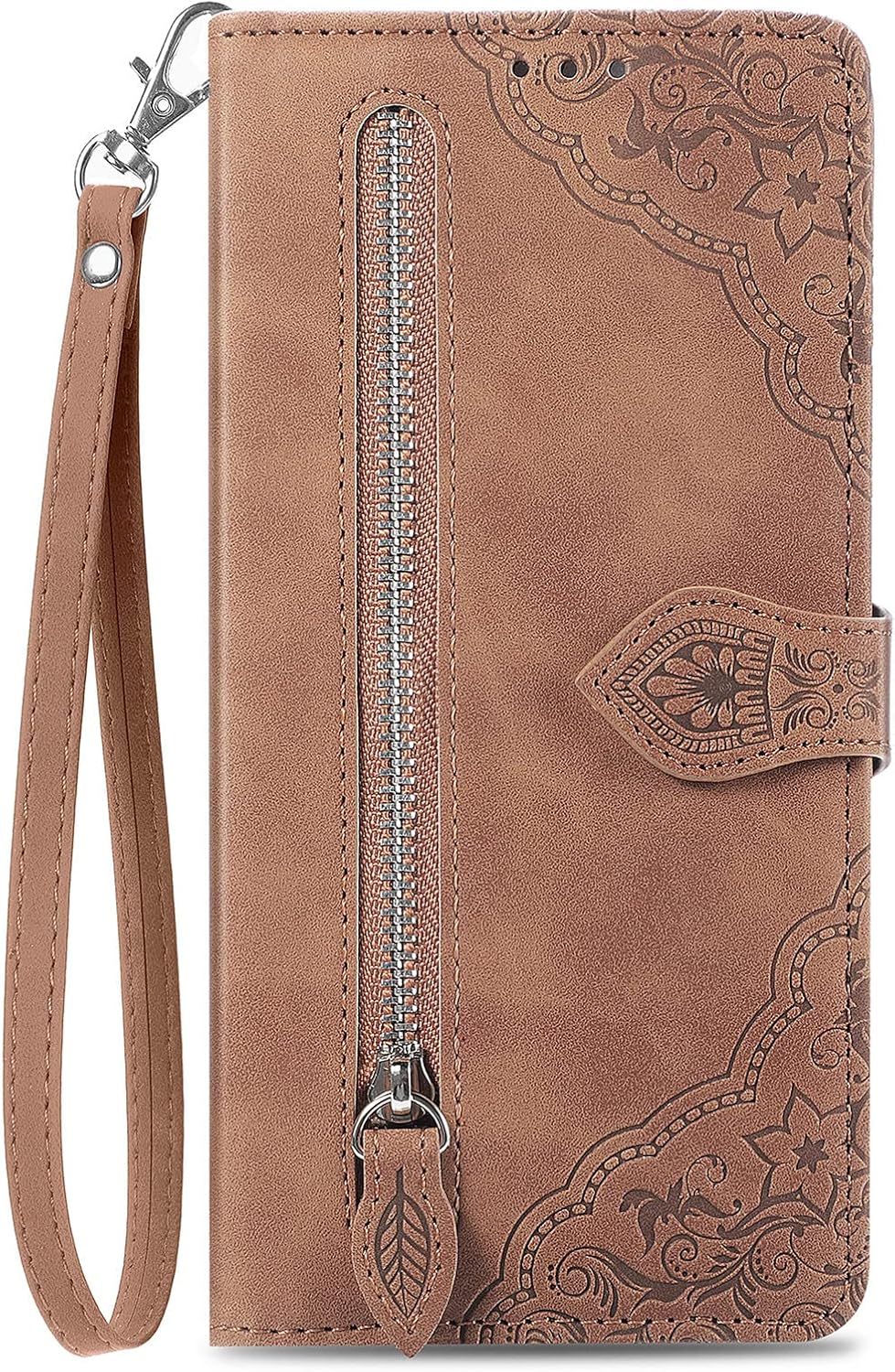 Funda tipo cartera con diseño de almacenamiento con cremallera para Xiaomi Redmi Note 11 4G, piel agradable al tacto con cierre magnético y ranuras