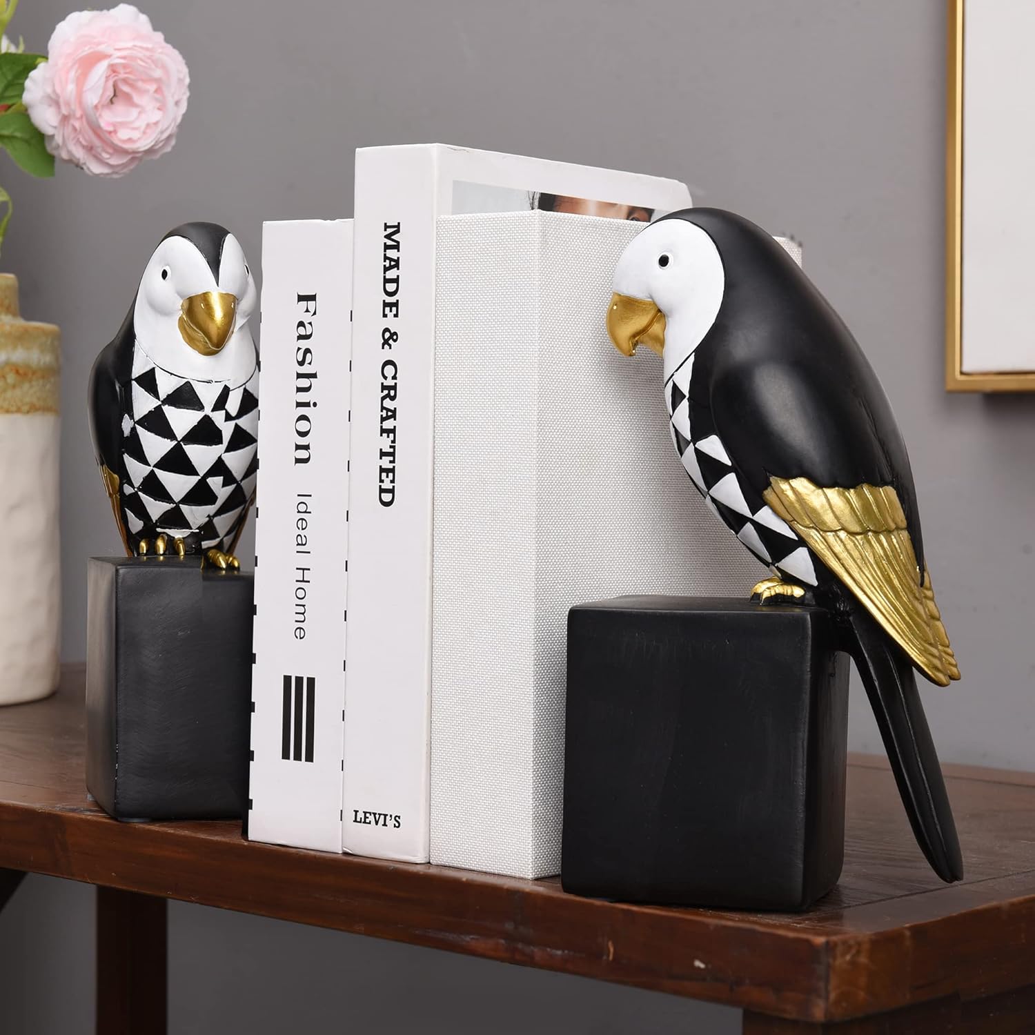 Sujetalibros decorativos para libros, sujetalibros de loros para estantes, tapón decorativo de libros de animales, extremos de libro retro para