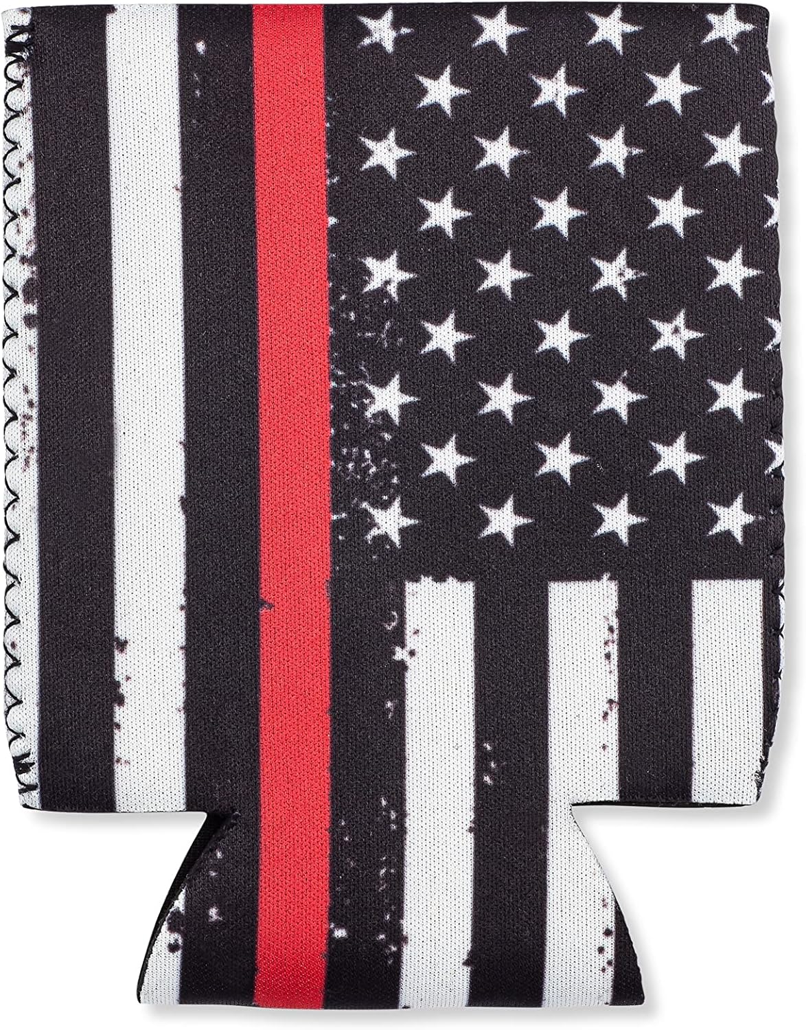 Thin Red Line – Juego de 2 fundas plegables para latas de cerveza y botellas para bebidas  Tamaño estándar de 12 onzas  Neopreno aislado de 0.118in