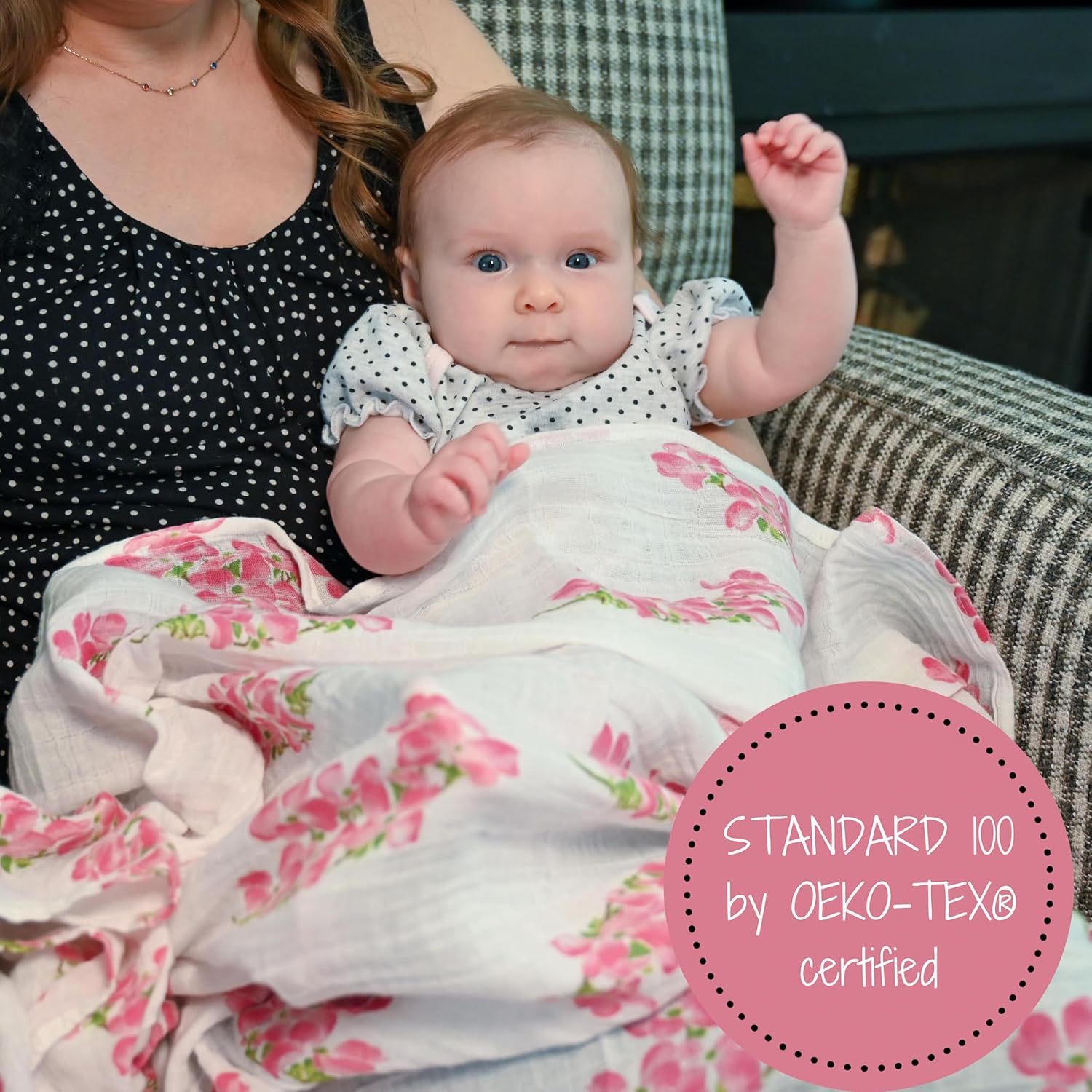 Manta para envolver  100% algodón de muselina  Artículos esenciales para recién nacidos y bebés para niñas, registro  Estampado de flores de cornejo