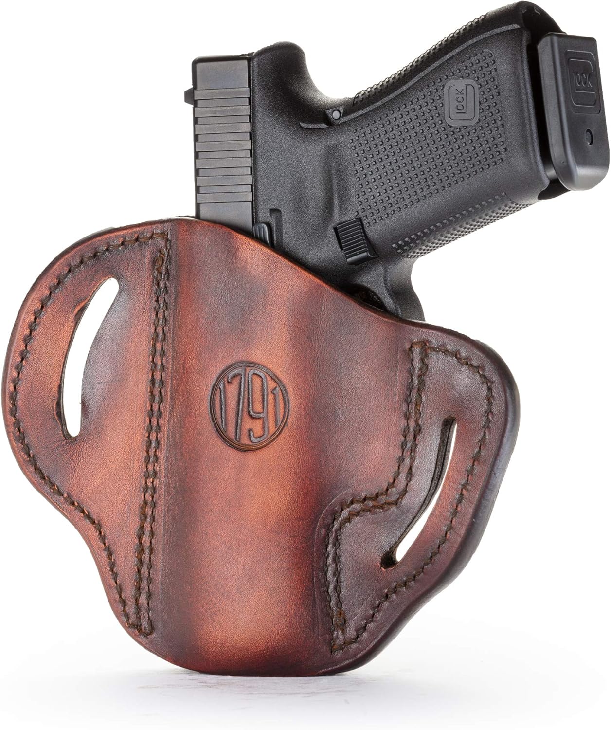 1791 GUNLEATHER Funda Glock 19, funda de cuero OWB G19 para cinturones, se adapta a Glock 19, 23, 26, 27, H&K VP40 y Springfield XDS