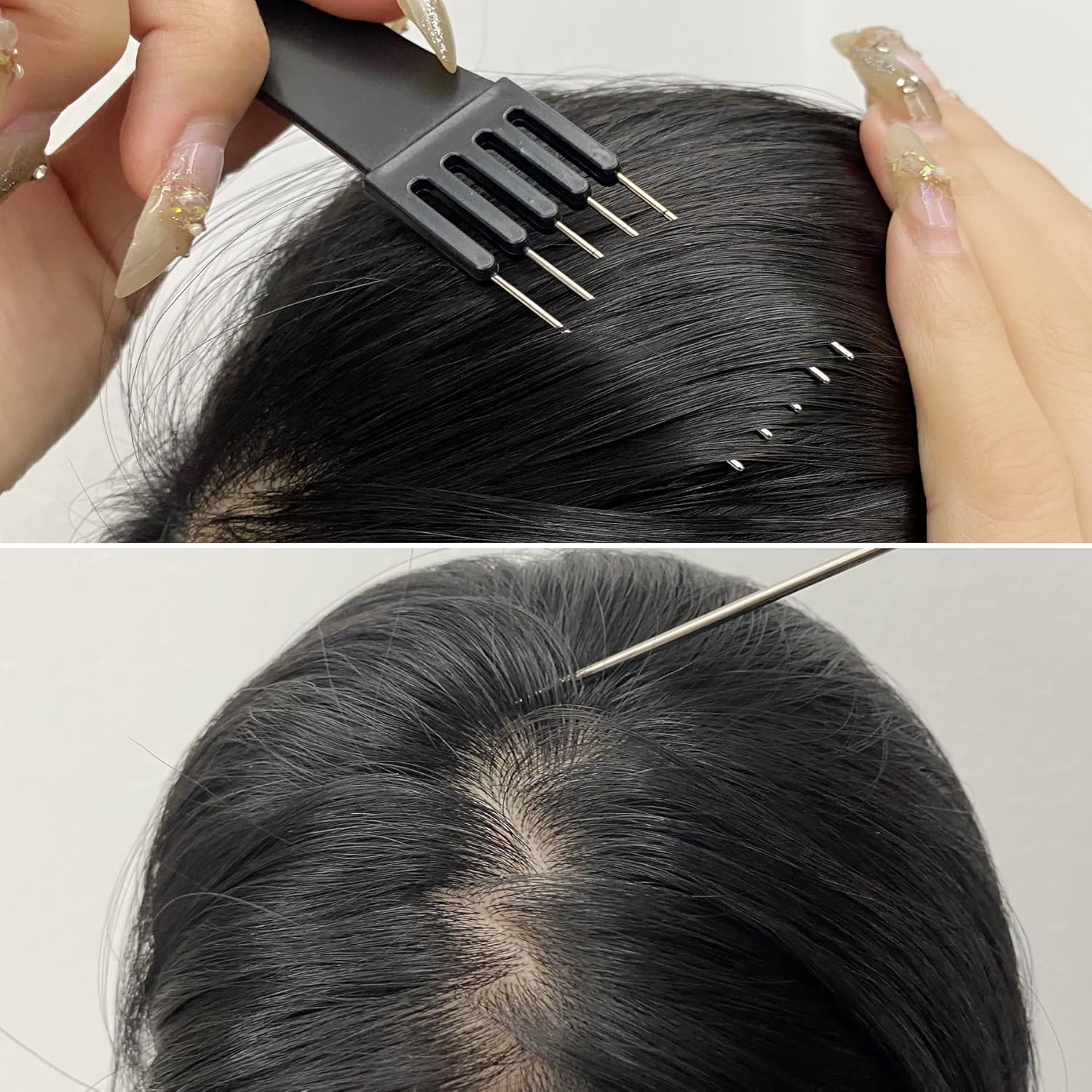 6 peines para el cabello, incluyendo 3 peines de cola de rata, 3 peines de elevación con punta de metal, peines de espalda para mujer, peinado de