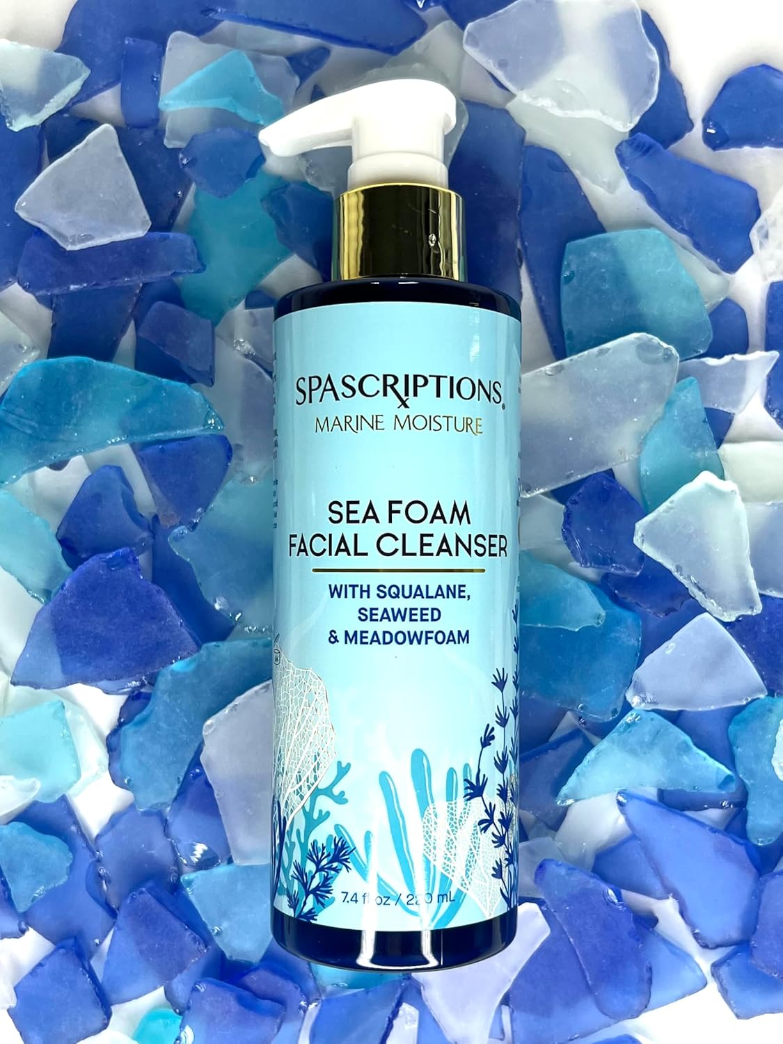 SpaScriptions Marine Moisture – Limpiador facial de espuma de mar, limpiador facial hidratante espumoso, limpiador facial purificador diario,